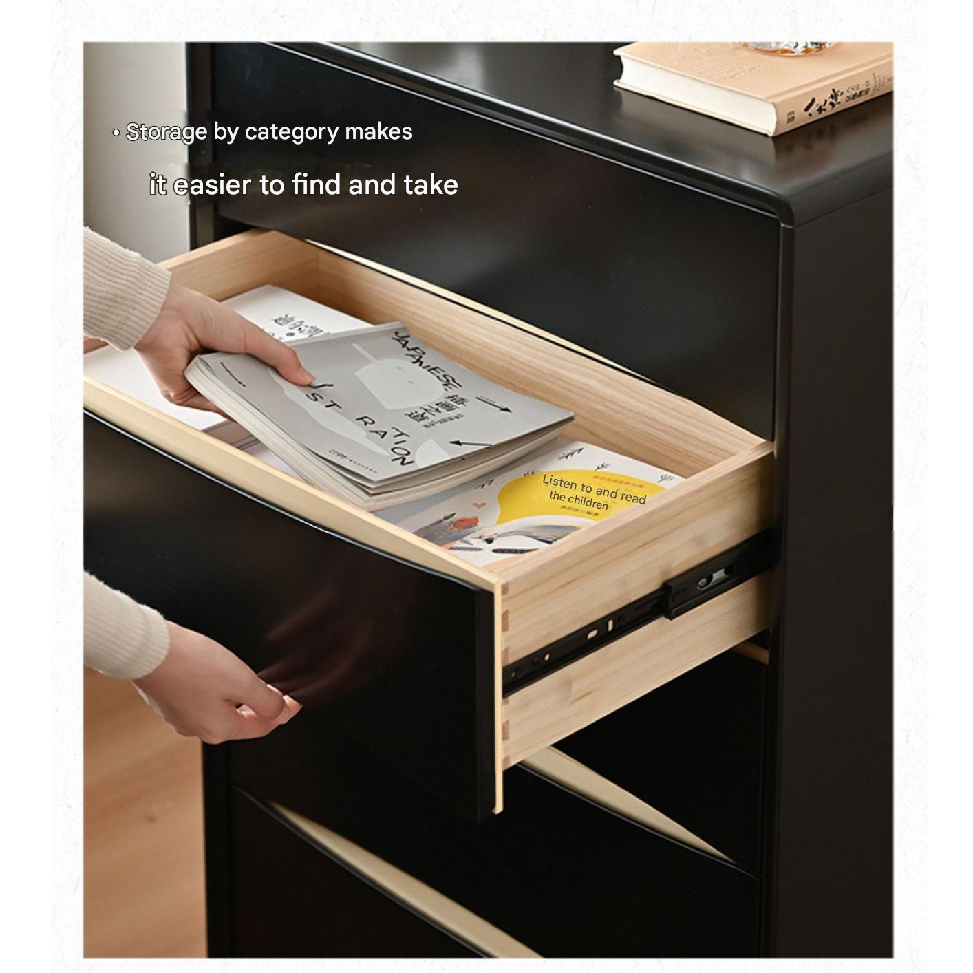 Rubber Solid Wood Modern Drawer Cabinet