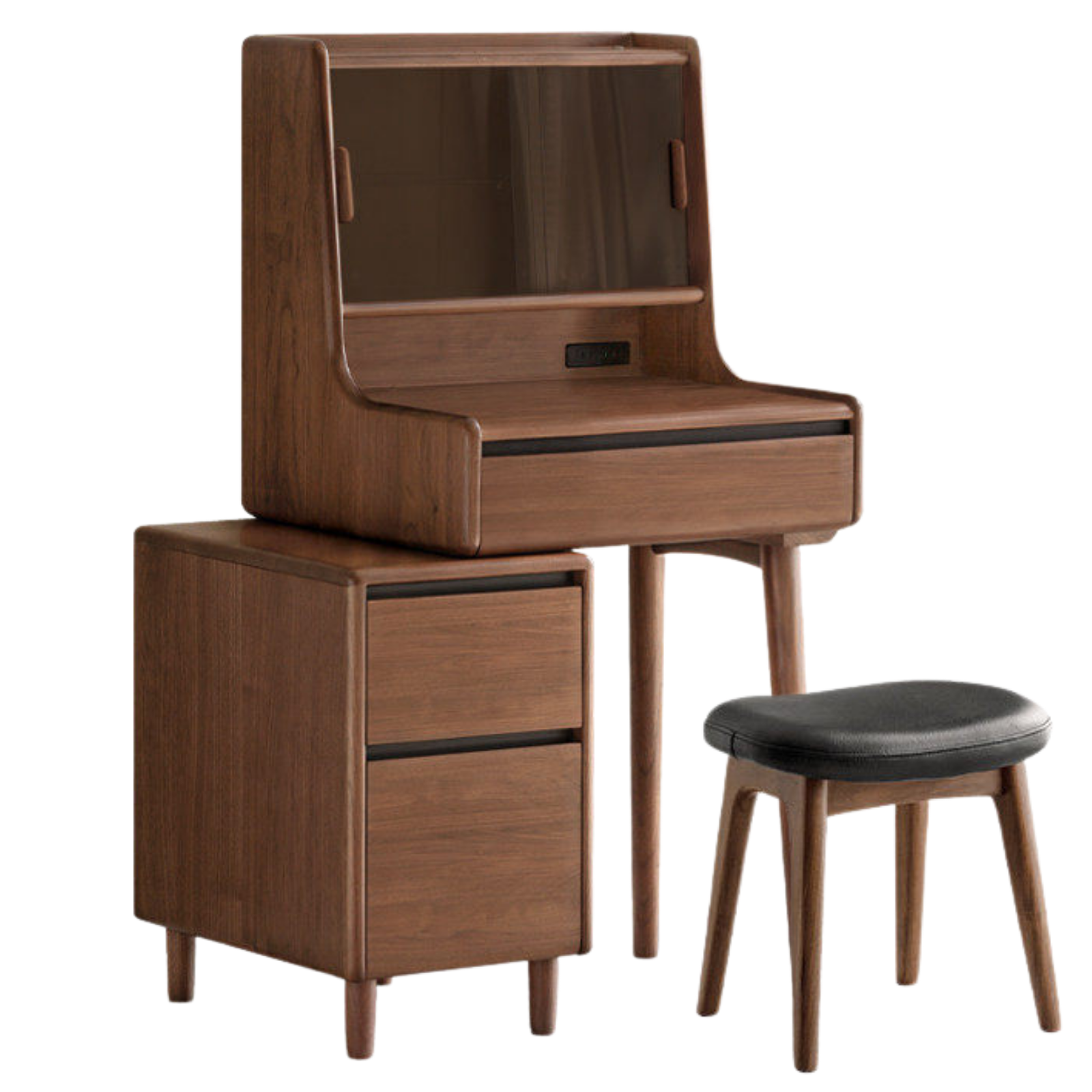 Black Walnut, Sandalwood Solid Wood Light Luxury Multifunctional Vanity Table