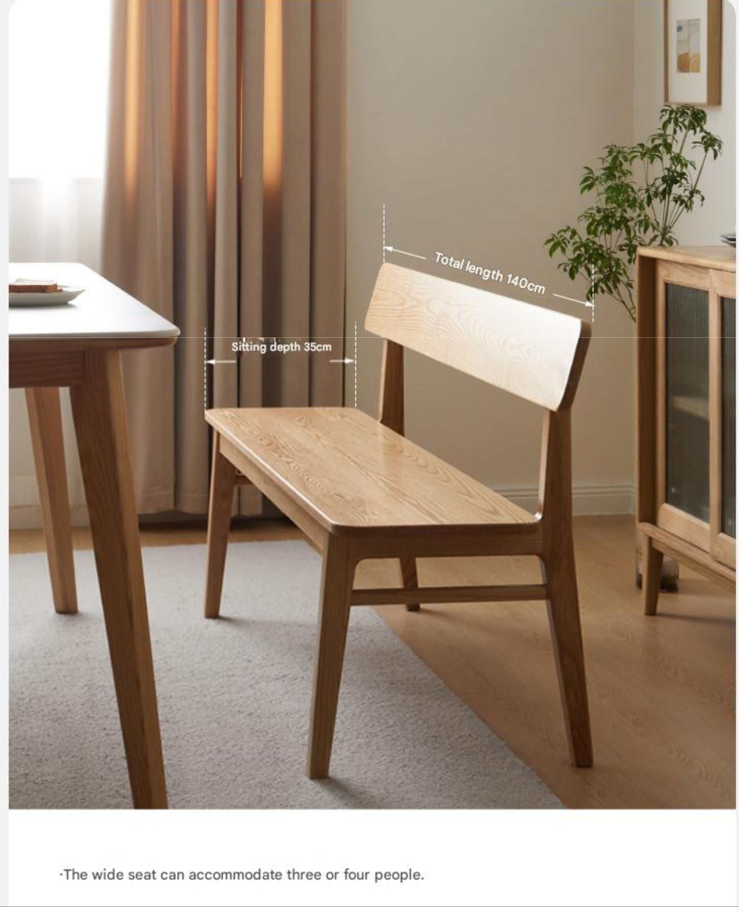 Oak Solid Wood Nordic Long Bench