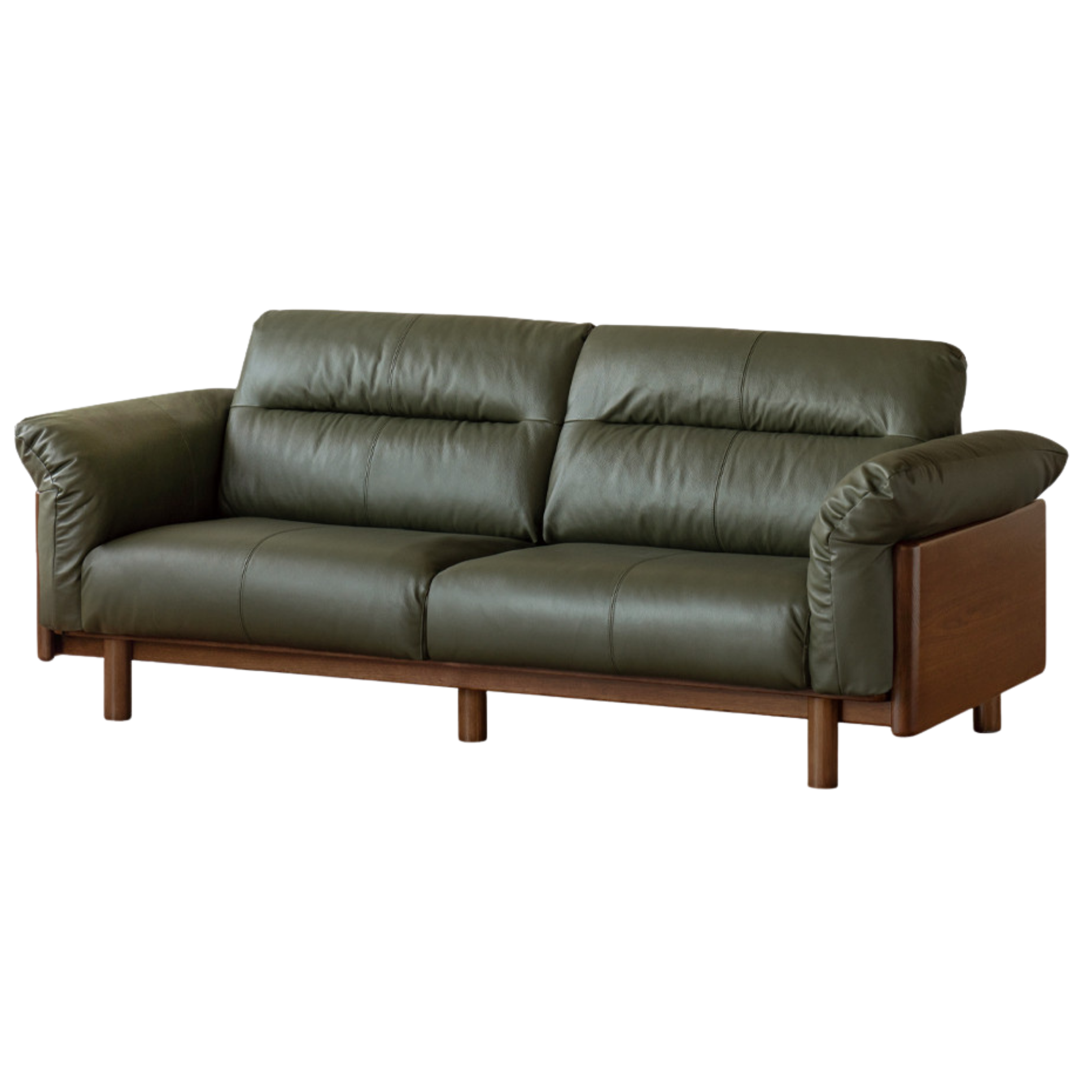 Black Walnut, Oak Solid Wood Sofa Genuine Leather, fabrics