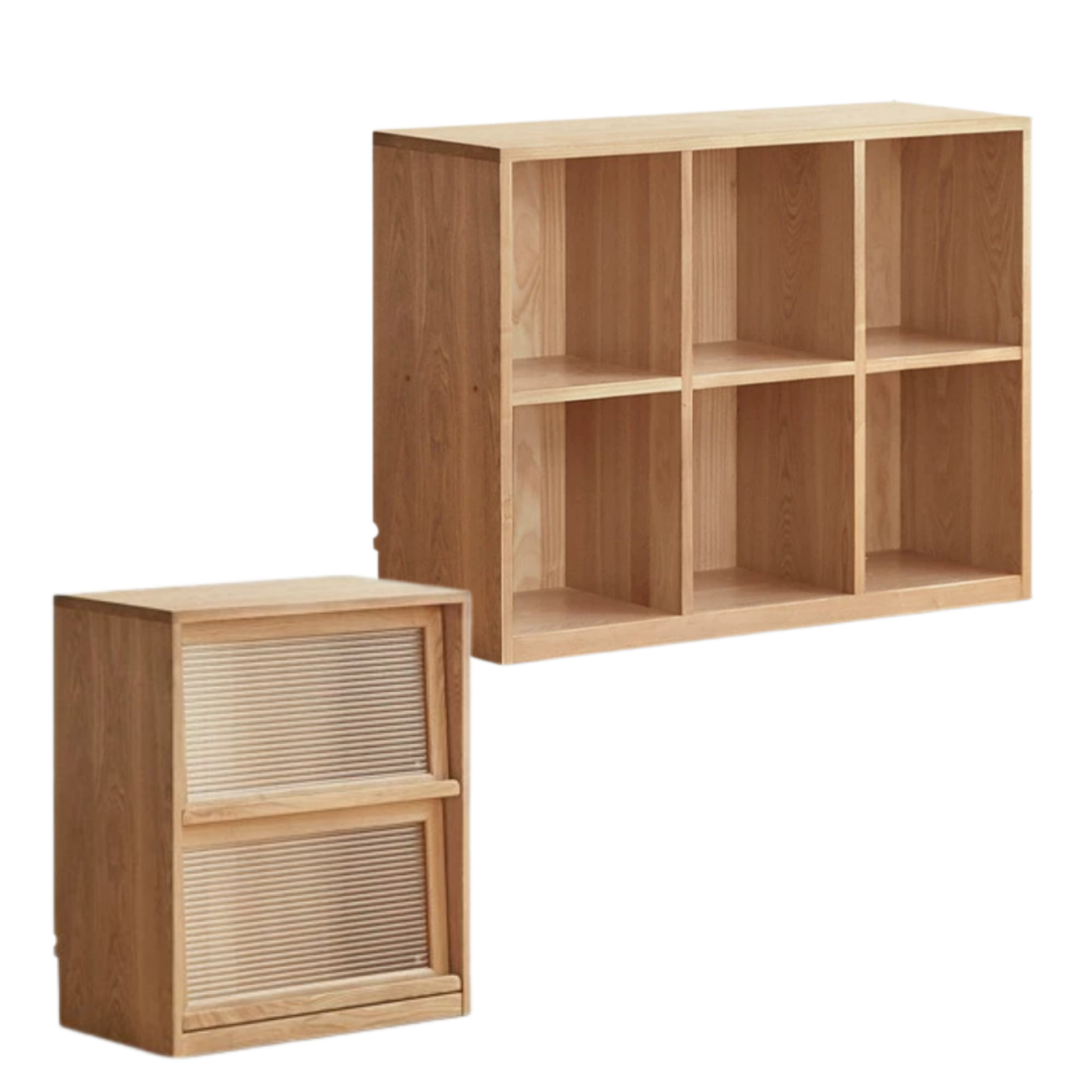 Ash Solid Wood Bookcase Storage Cabinet