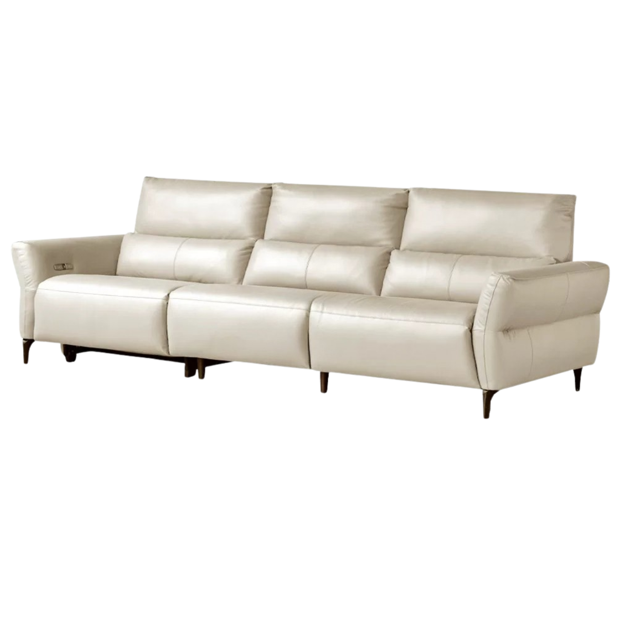 Genuine Leather Power Reclining Sofa with High Back, Single or Dual Power Recliners & USB Charging