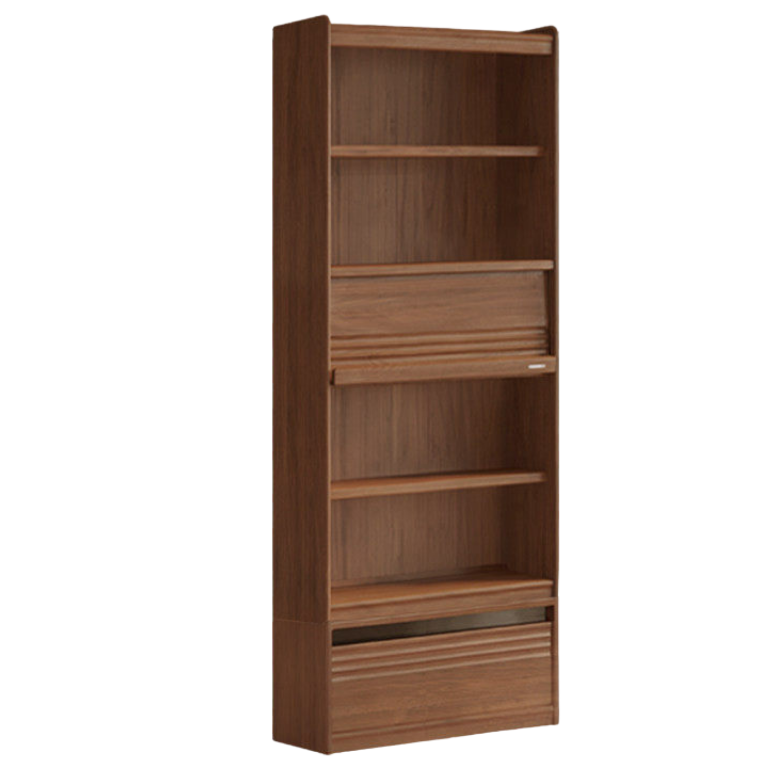 Black Walnut Solid Wood Integrated Wall Bookcase with Floor Display