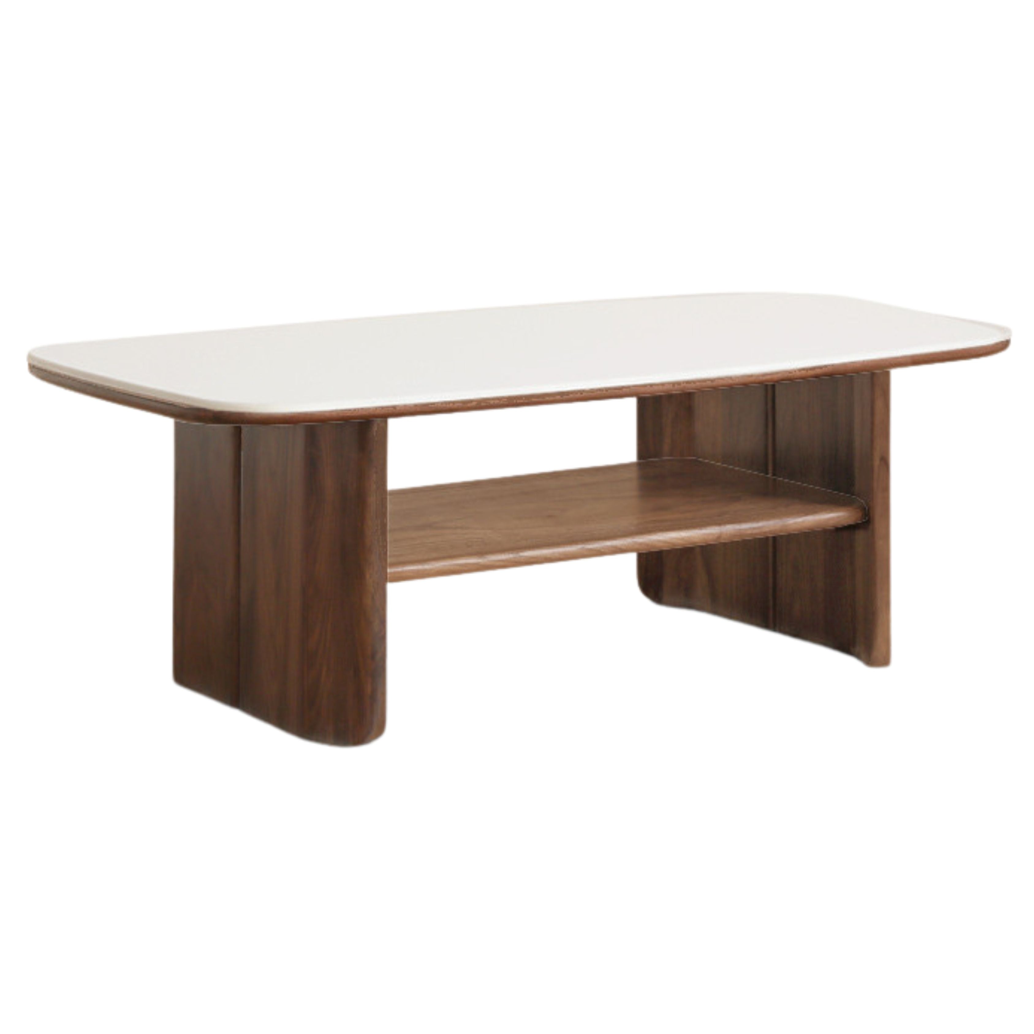 Rubber, Black Walnut, Сherry Solid Wood Rock Plate Coffee Table