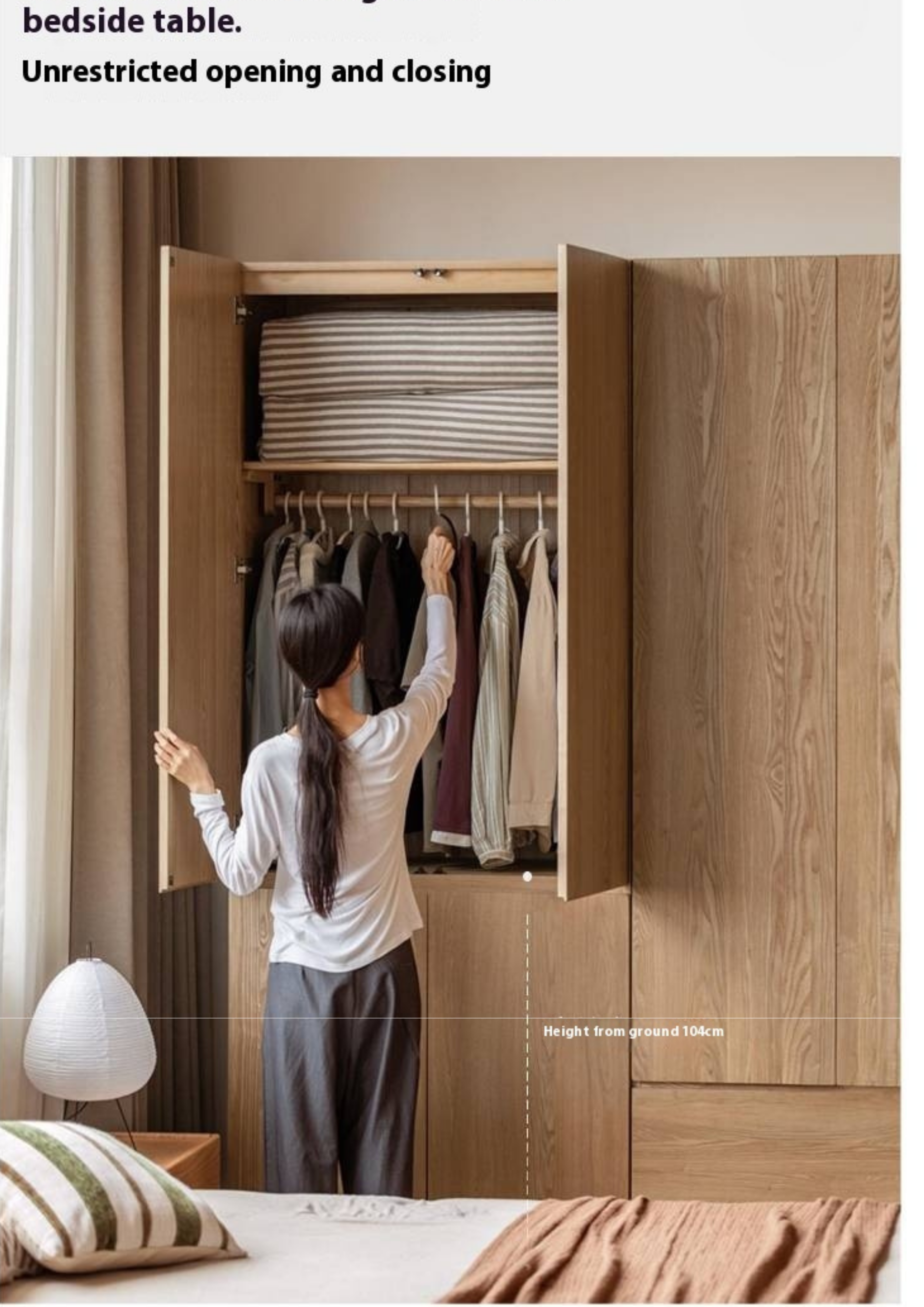 Ash Solid Wood Open Door Storage Cabinet