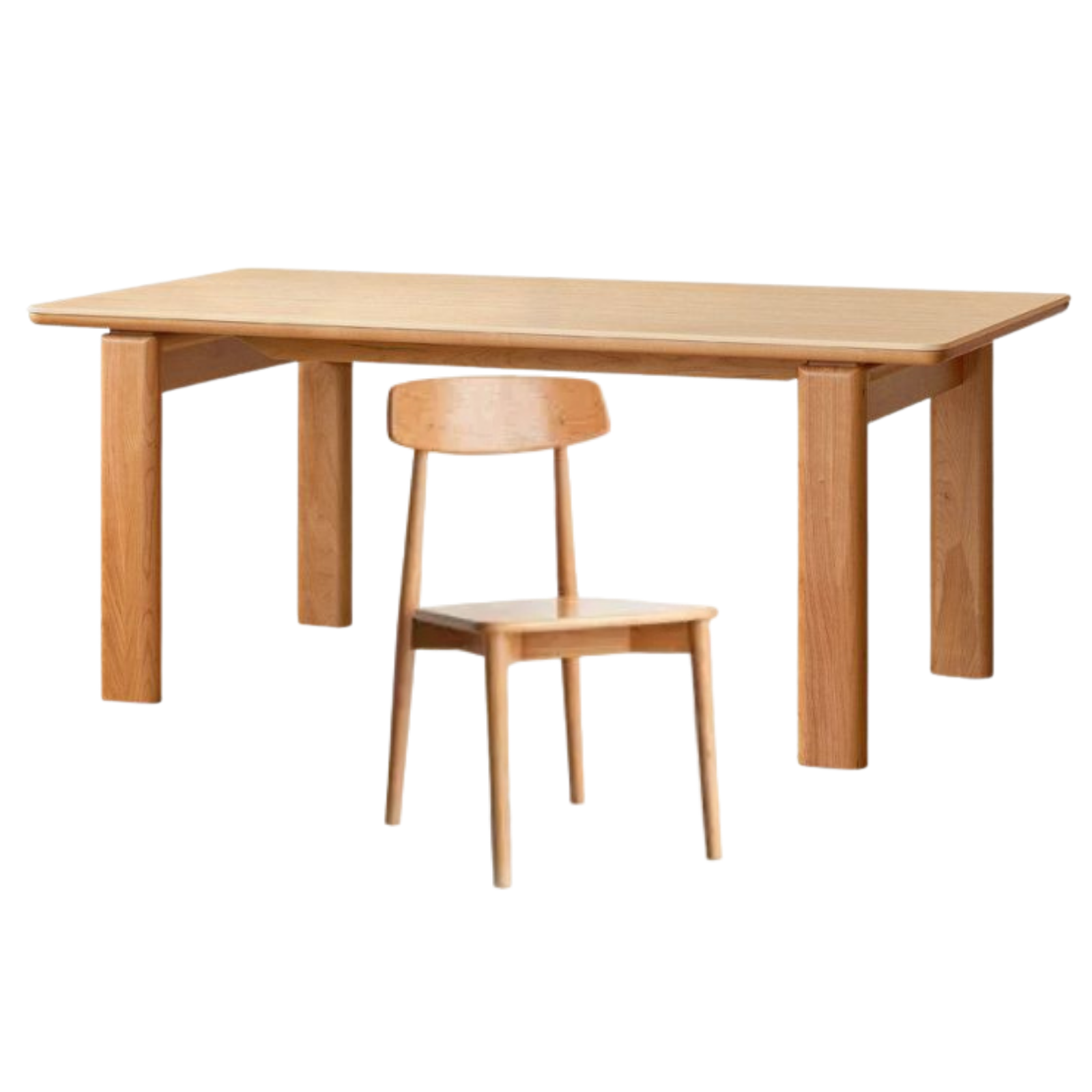 Cherry Solid Wood Vintage Style Slab Dining Table with Sintered Stone Top