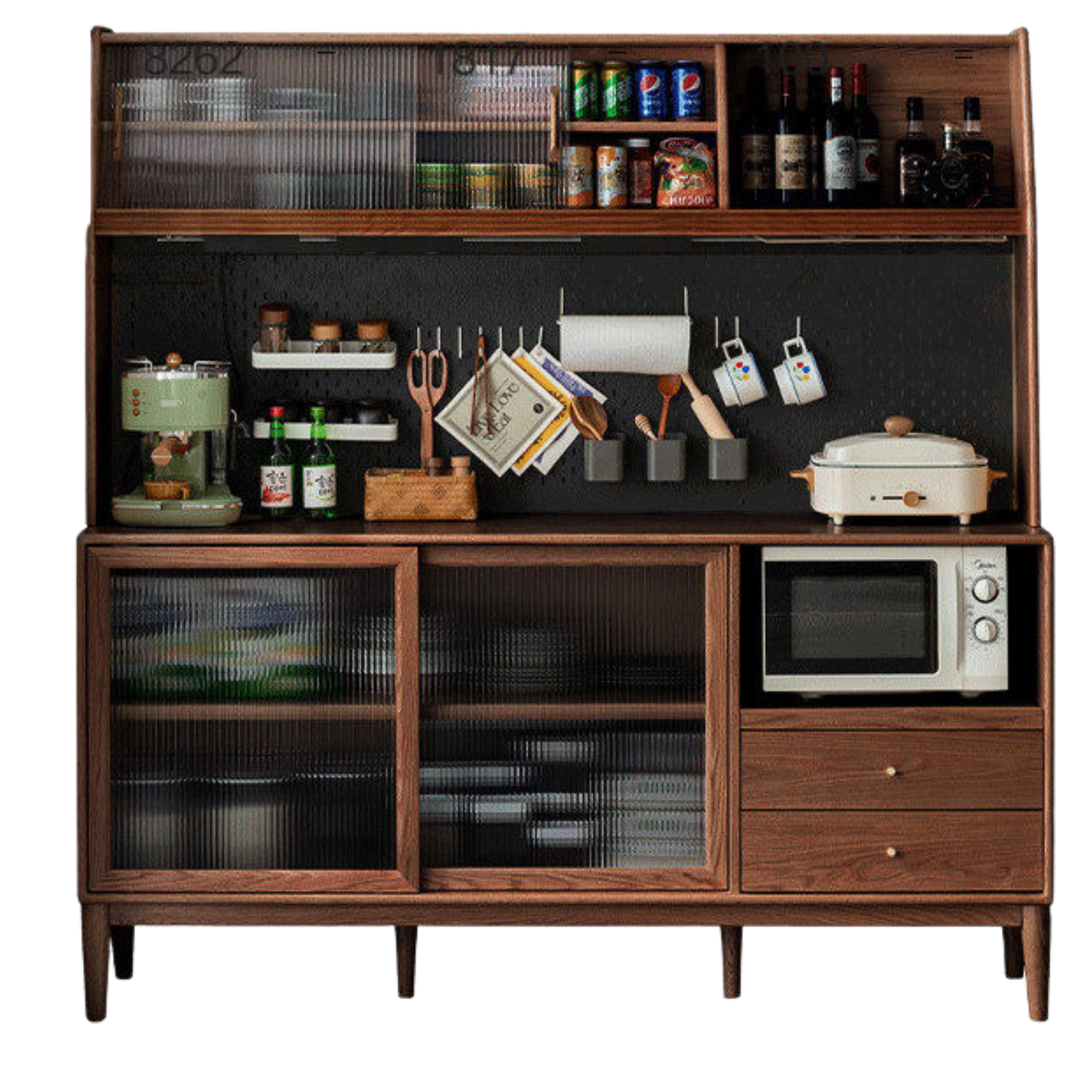 Ash Solid Wood Sideboard High Wine Cabinet Buffet
