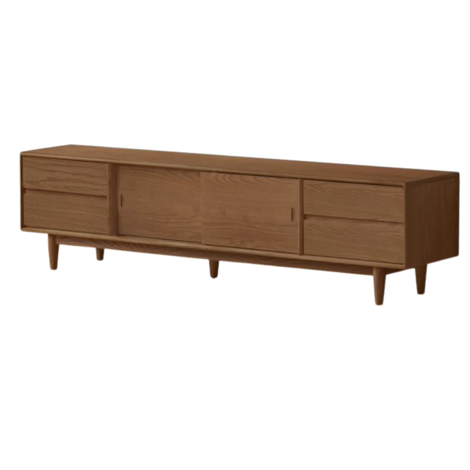 Black Walnut, Ash Solid Wood, Solid Longan Hardwood TV Cabinet with Sliding Door Storage