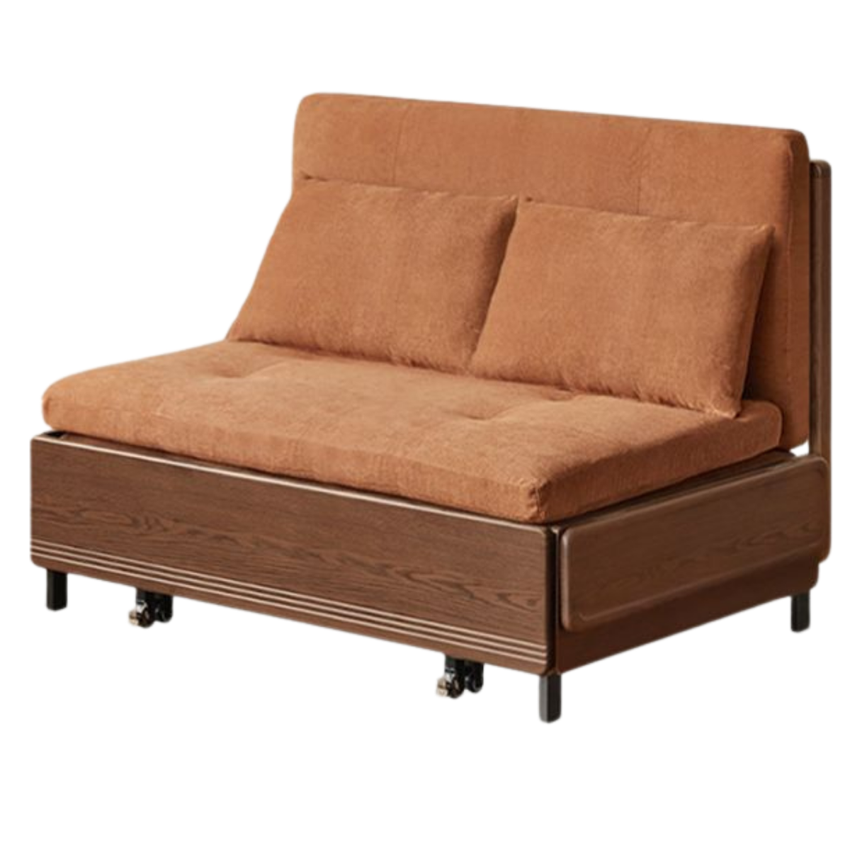 Black Walnut, Oak Solid Wood Sleeper Chair-sofa Bed with Attached Fold-Out Side Tray