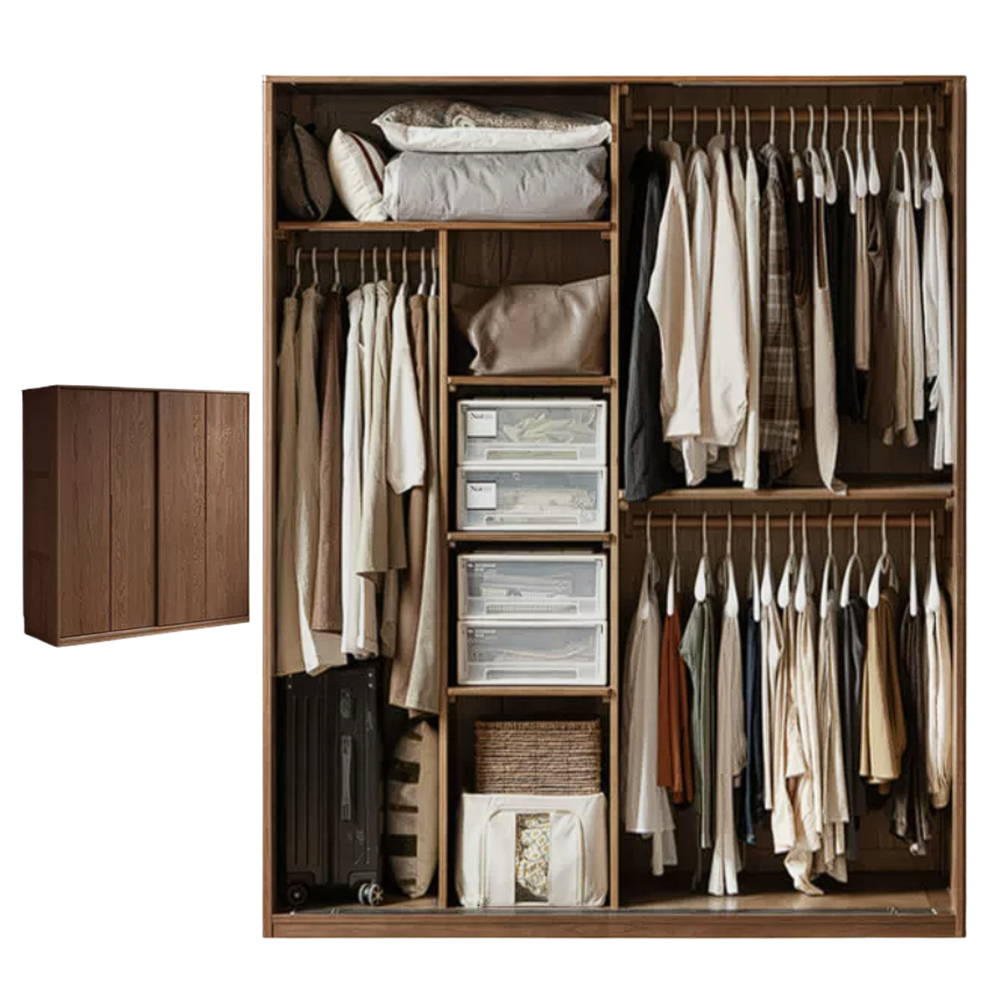 Oak Solid Wood Sliding Door Wardrobe.