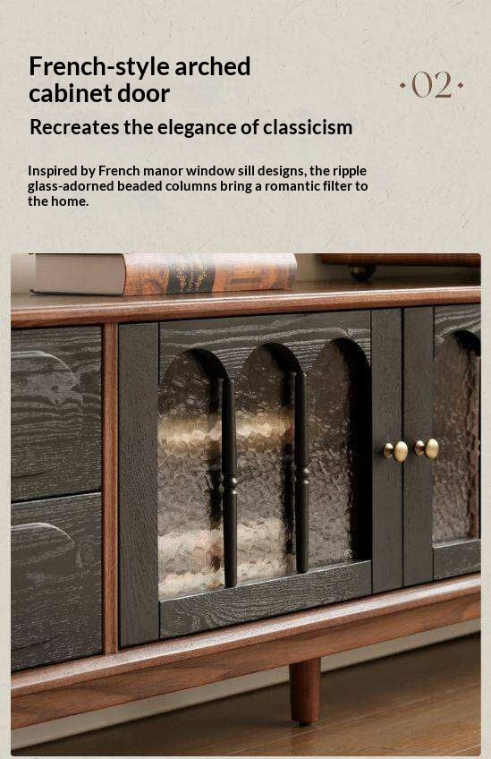 Black Walnut, Ash Solid Wood TV Cabinet with Integrated Storage, Vintage Style Floor Cabinet