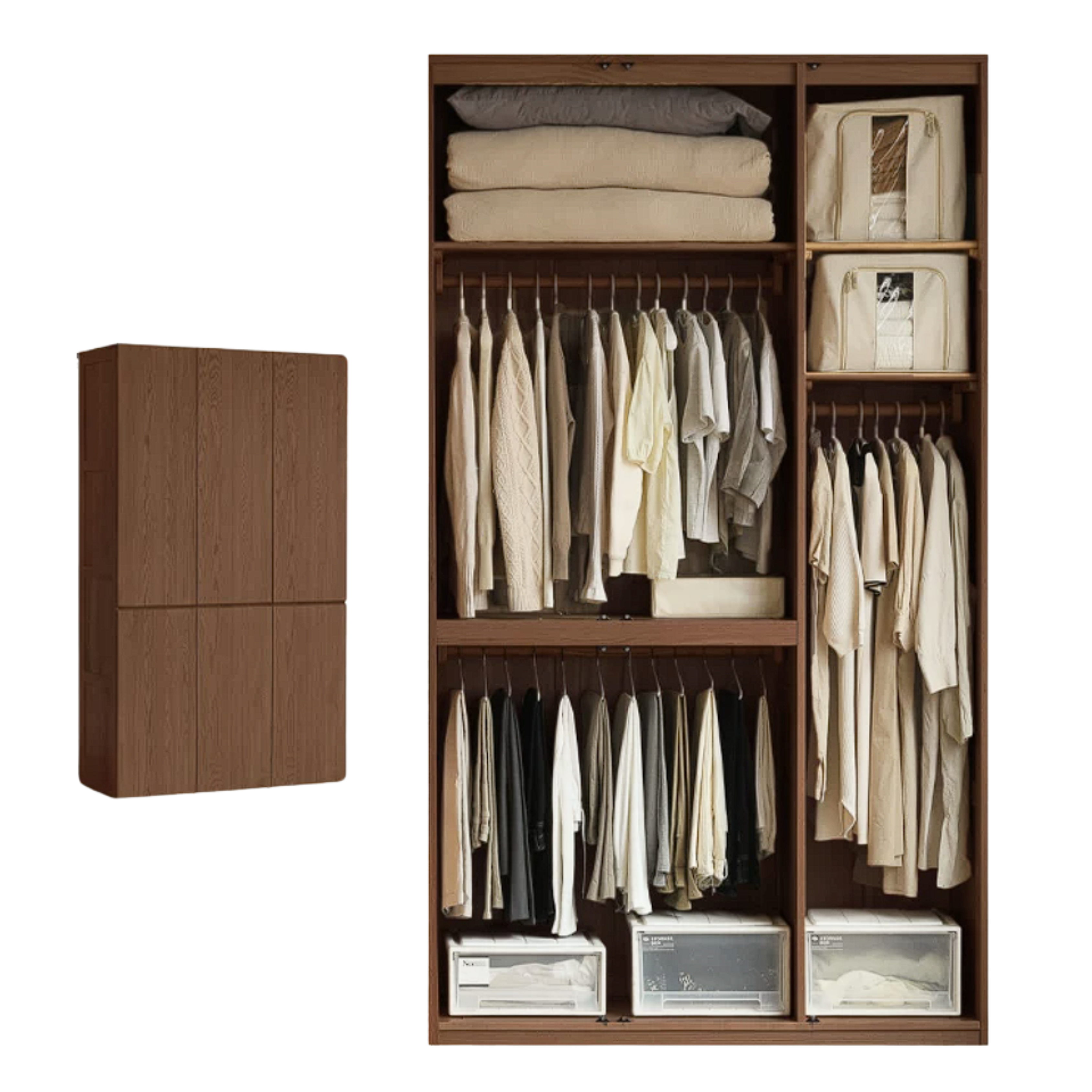 Oak, Ash Solid Wood Sectional Wardrobe