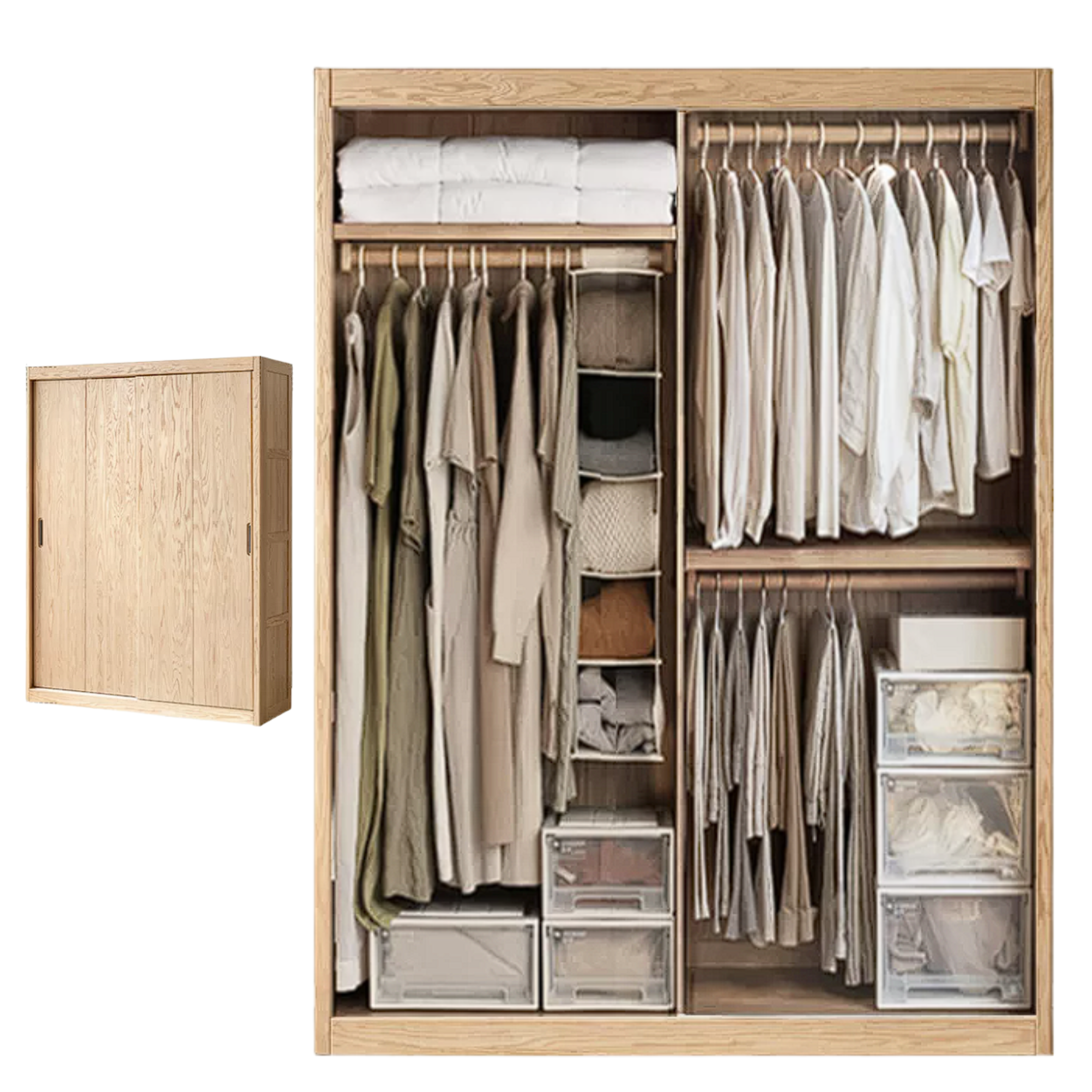 Oak, Ash Solid Wood Modern Wardrobe