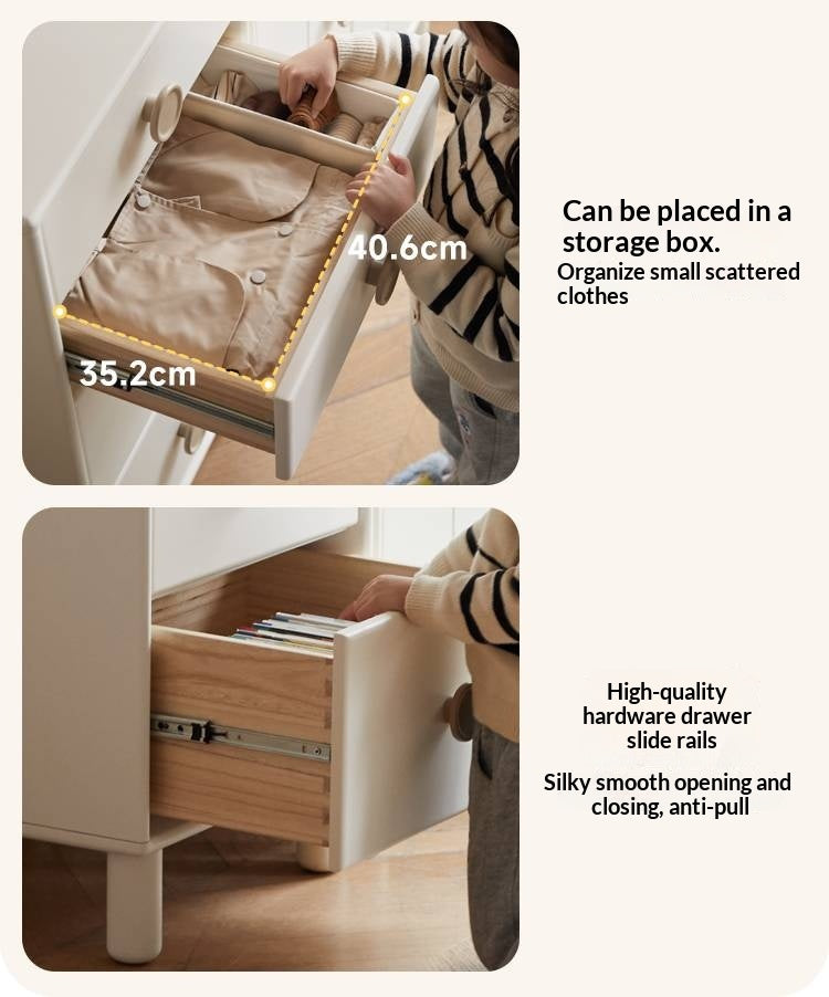 Solid Rubberwood Children's Wardrobe Combination