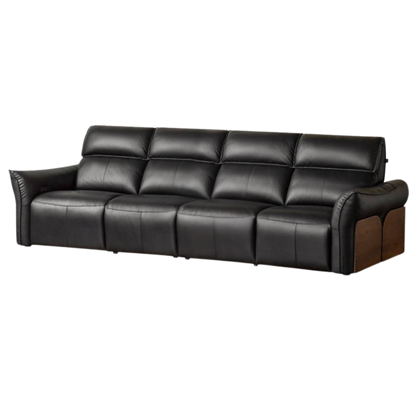 Black walnut solid wood Top Grain Genuine Leather Zero Wall Power Reclining Sofa