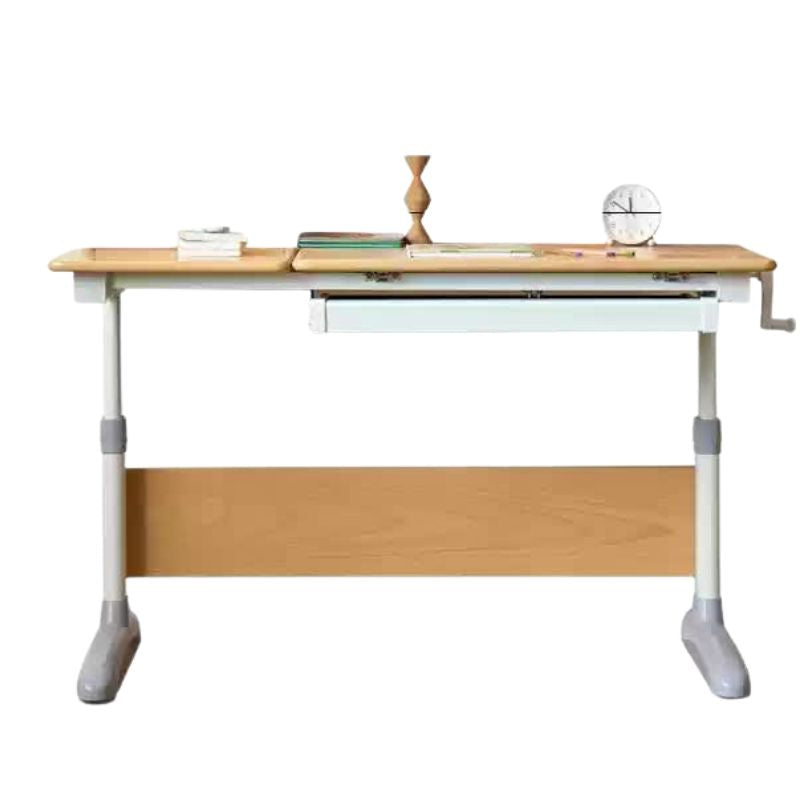 Beech Solid Wood Light Luxury Modern Hand-Cranked Liftable Desk