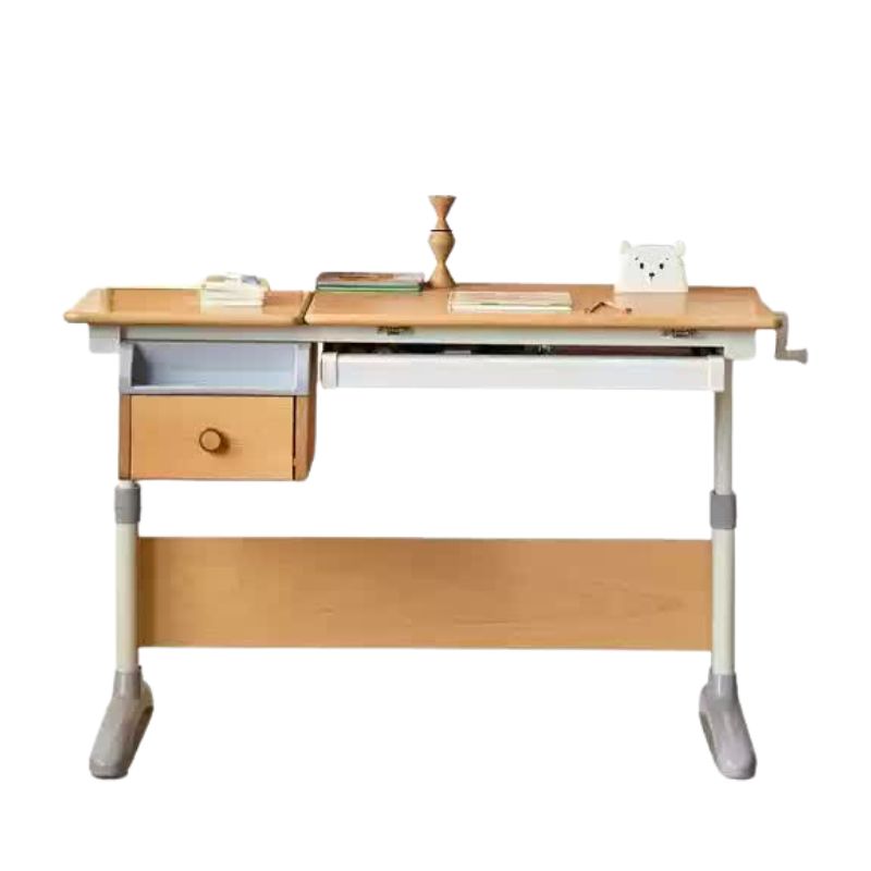 Beech Solid Wood Light Luxury Modern Hand-Cranked Liftable Desk