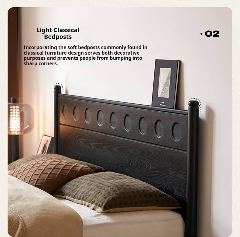 Ash Solid Wood Bed Vintage Style