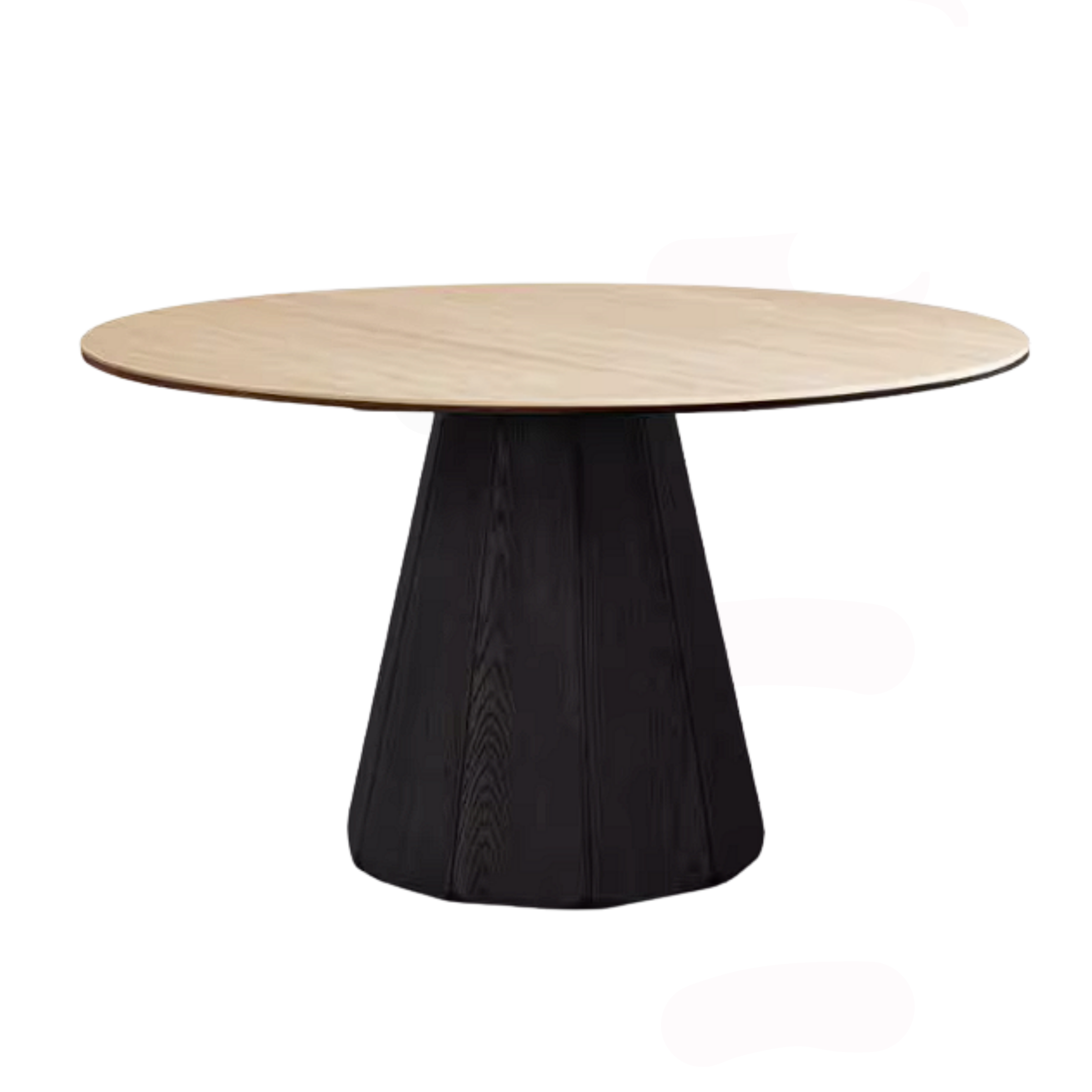 Ash Solid Wood Dining Table with Slate Top, Mid Century Round Design