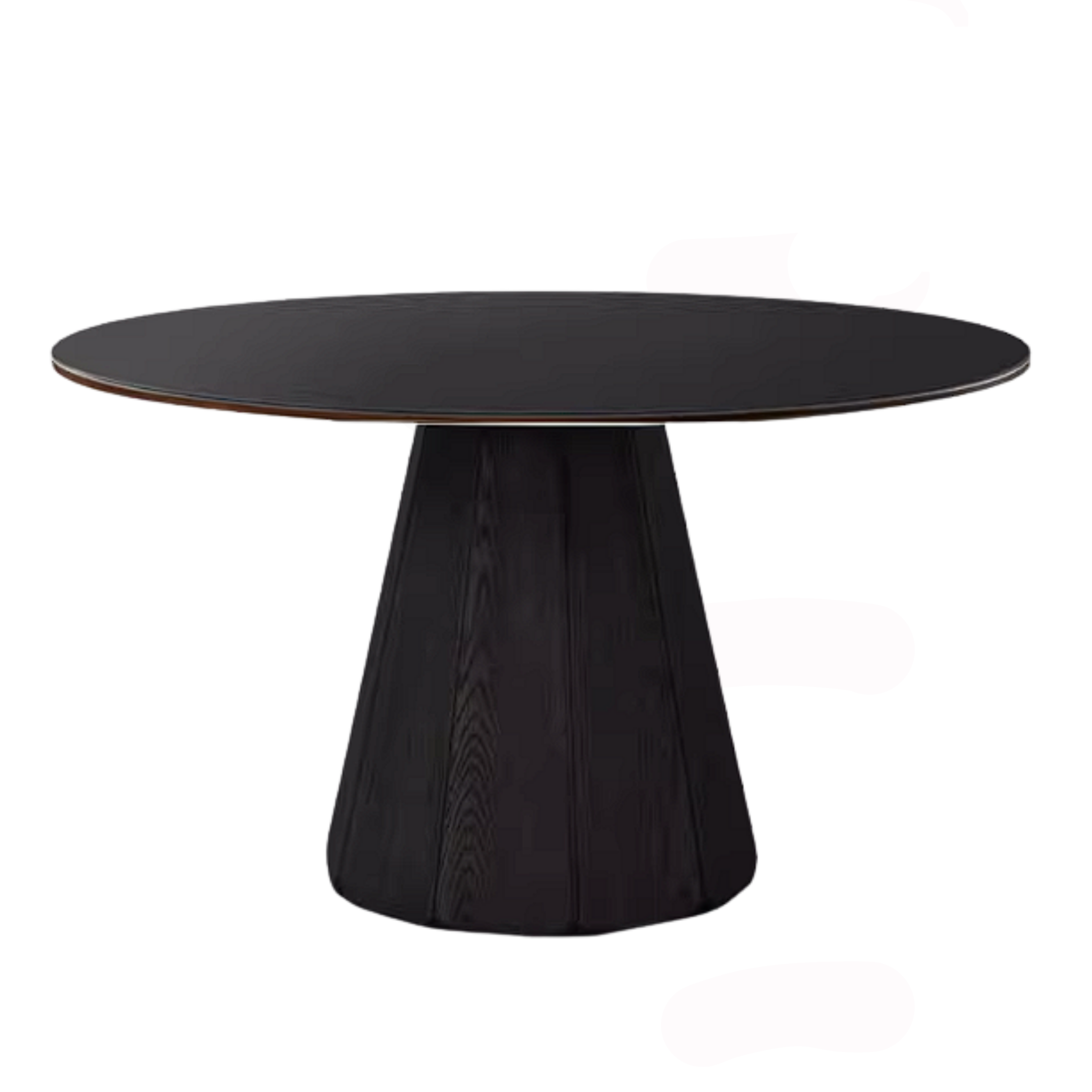 Ash Solid Wood Dining Table with Slate Top, Mid Century Round Design