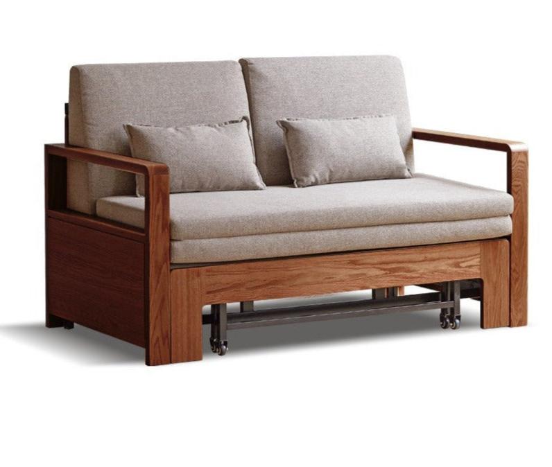 Oak solid wood sofa bed modern multifunctional