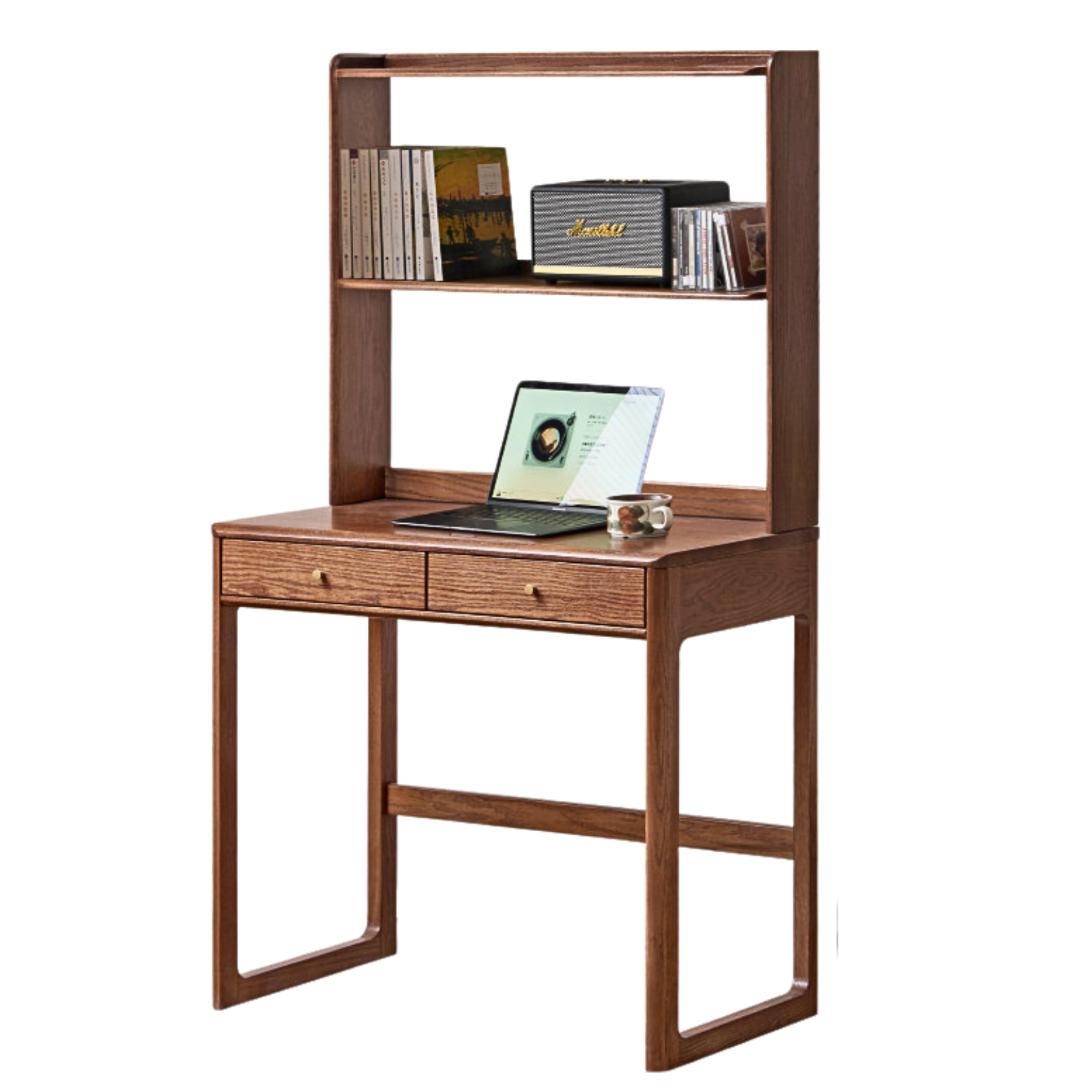 Oak solid wood desk bookshelf-