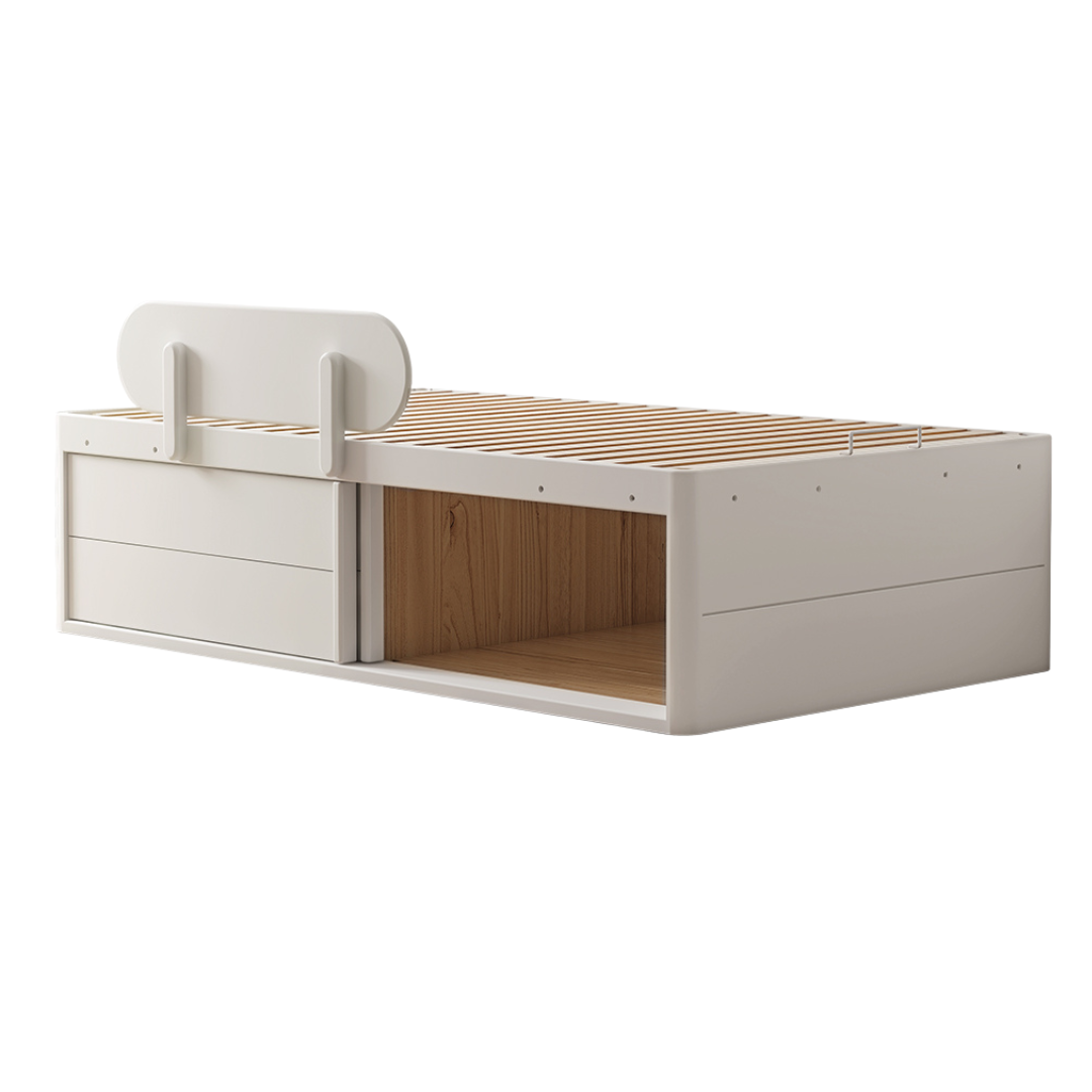 Rubberwood Solid Wood Children's White Storage Box Bed
