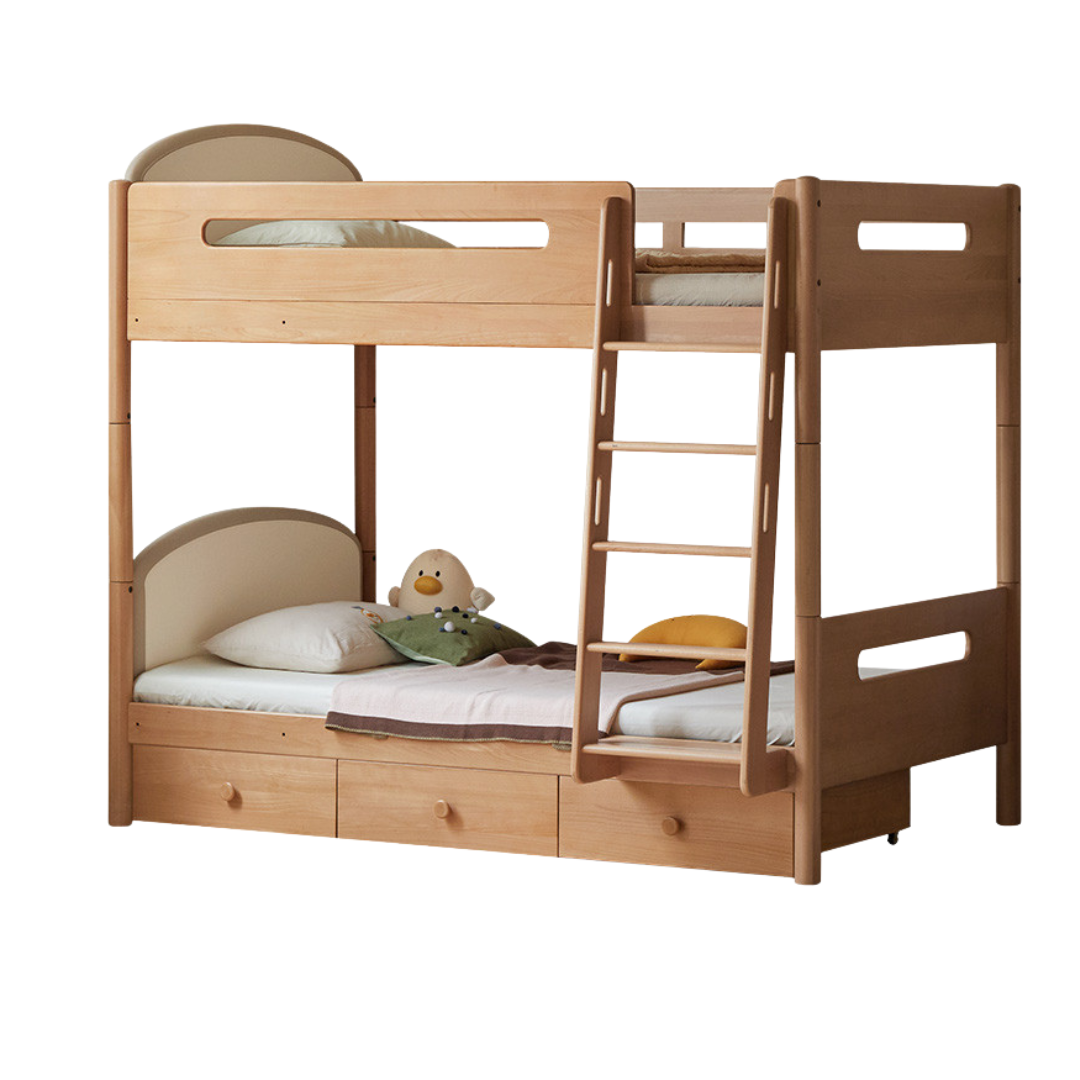 Beech Solid Wood Compact Bunk Bed, Suitable for Adults and Children