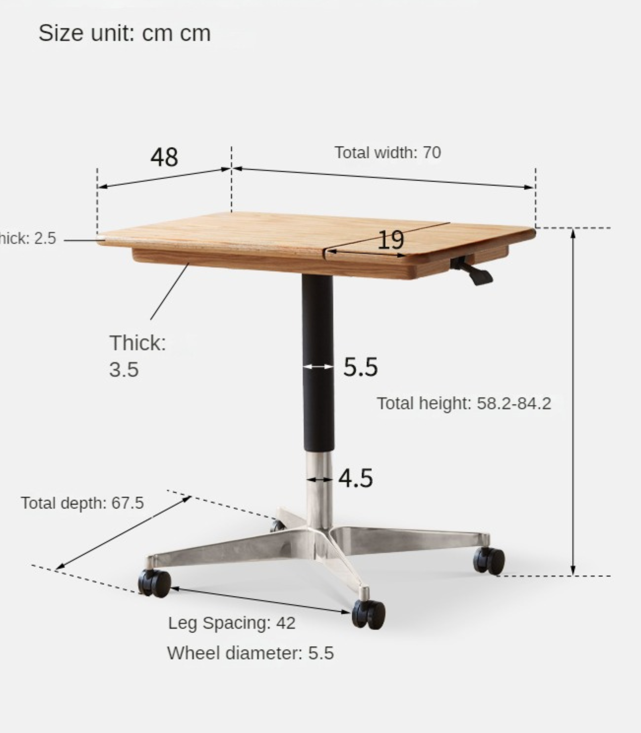 Oak Solid Wood Liftable Mobile Coffee Table