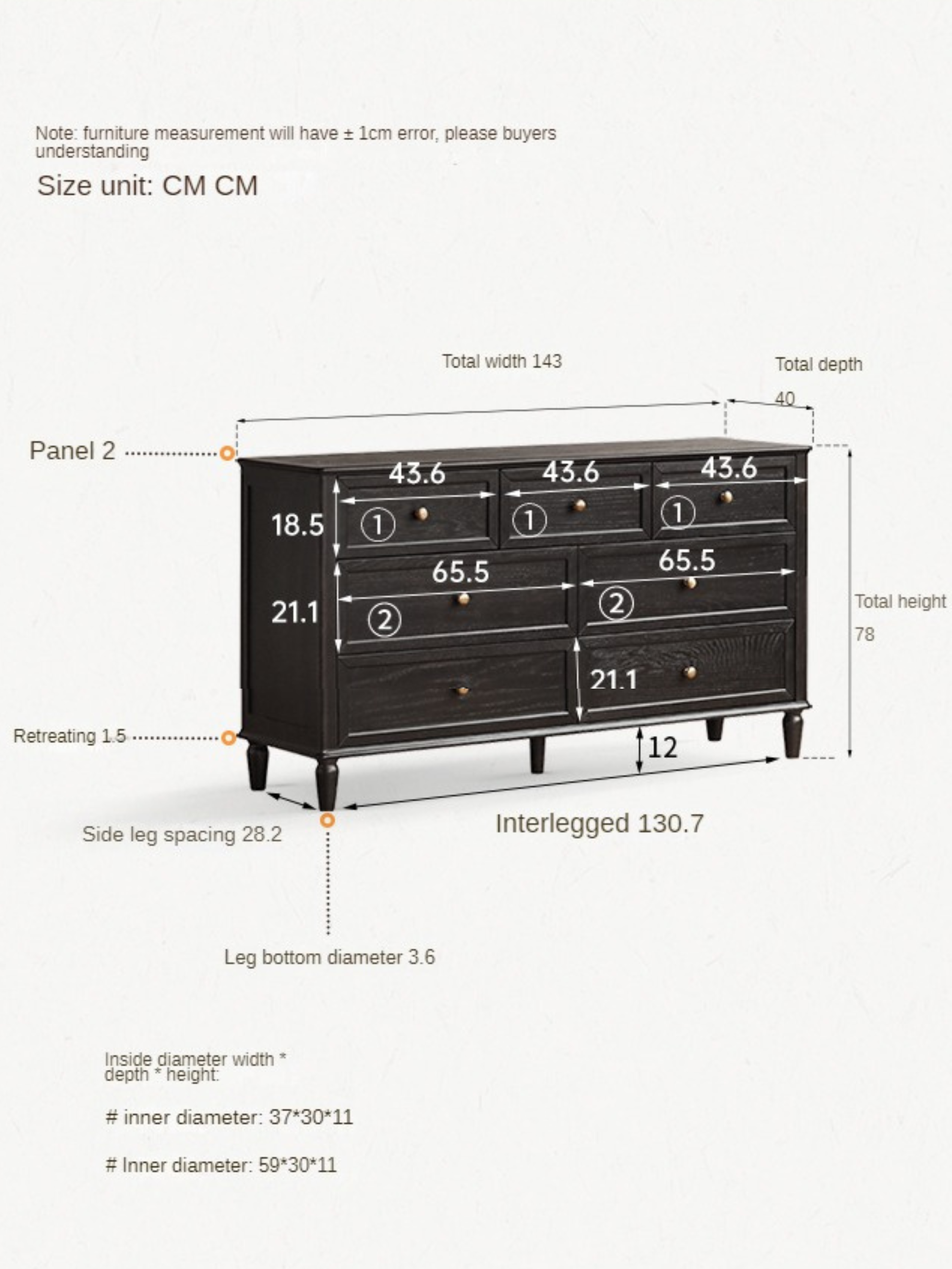 Oak Solid Wood Seven Drawers Dresser, Drawers