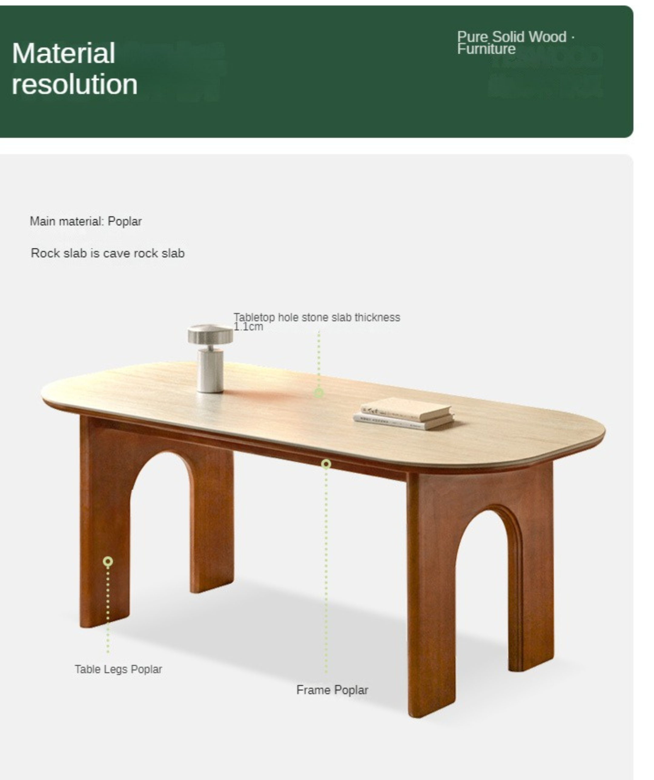 Poplar solid Wood Rock French Retro Dining Table