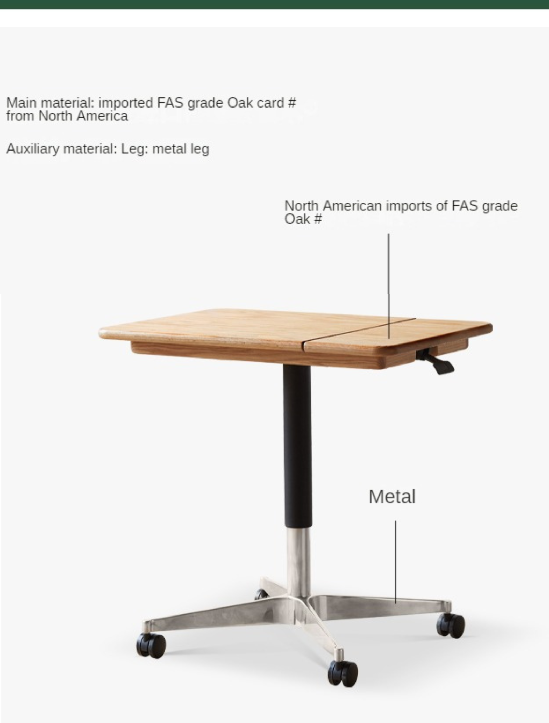 Oak Solid Wood Liftable Mobile Coffee Table