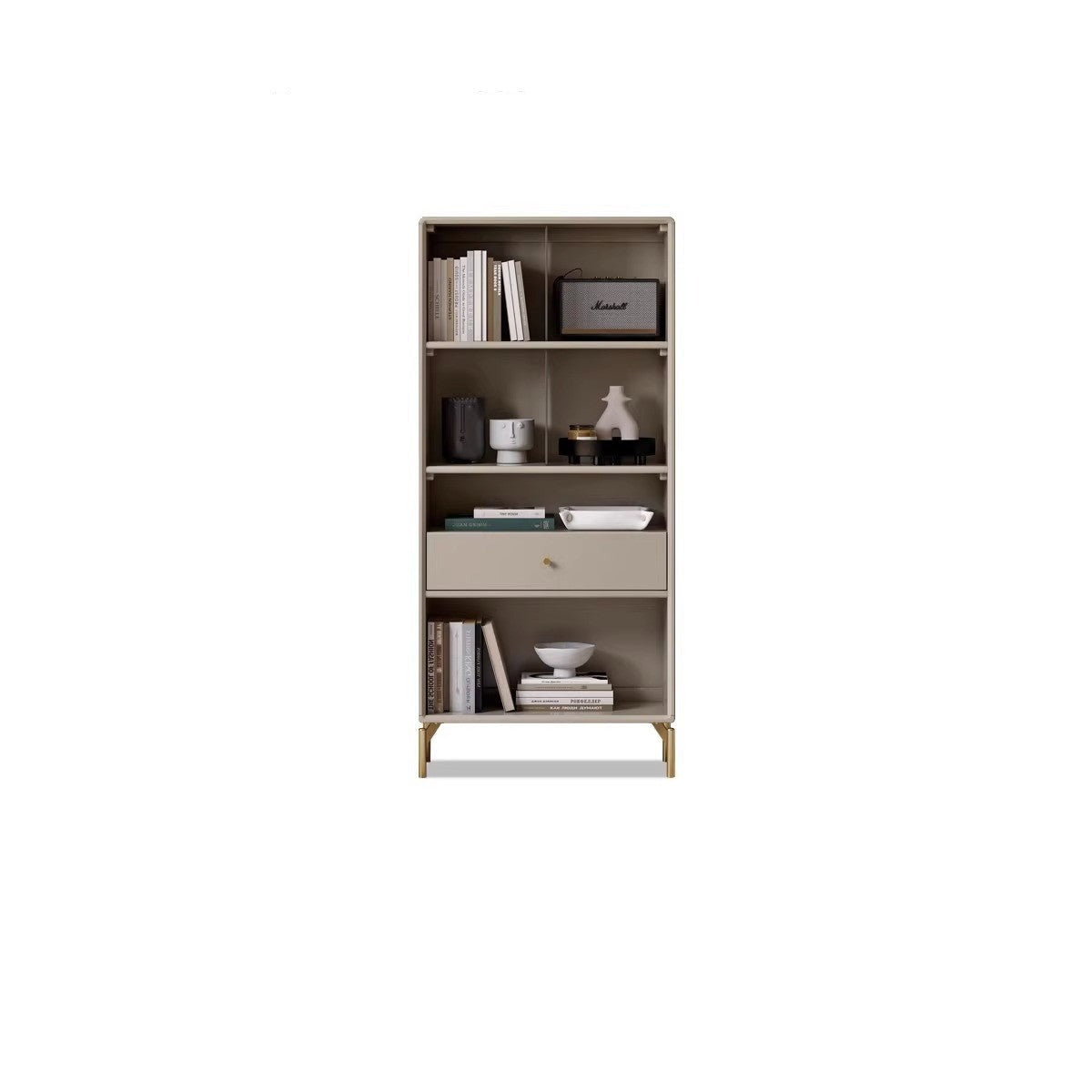 Poplar solid wood bookcase light luxury gray combination cabinet "