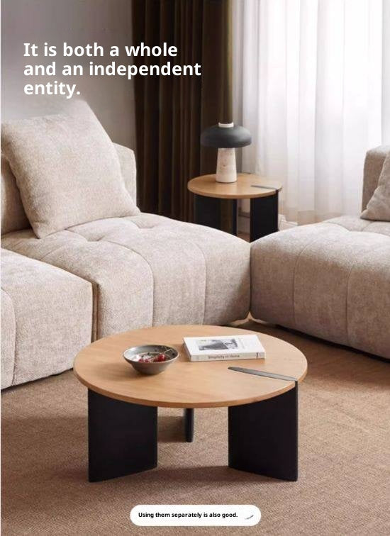 Oak Solid Wood Wabi-Sabi Style Creative Round Coffee Table