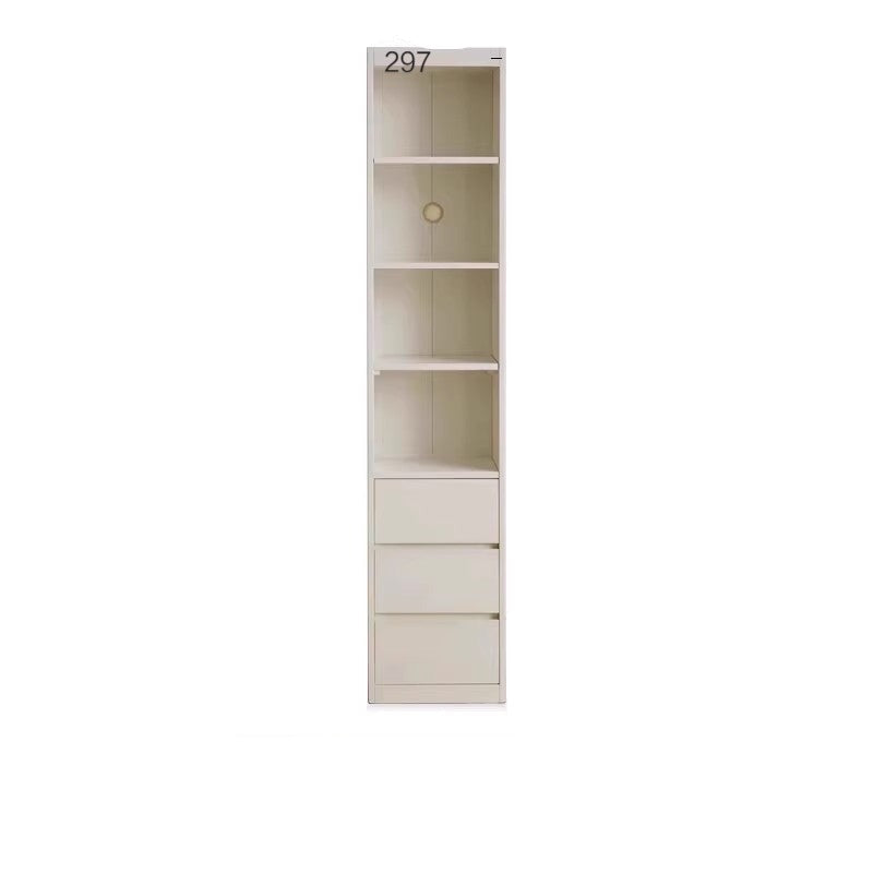 Solid wood combination bookshelf wall-to-ceiling bookcase glass door display cabinet cream style<