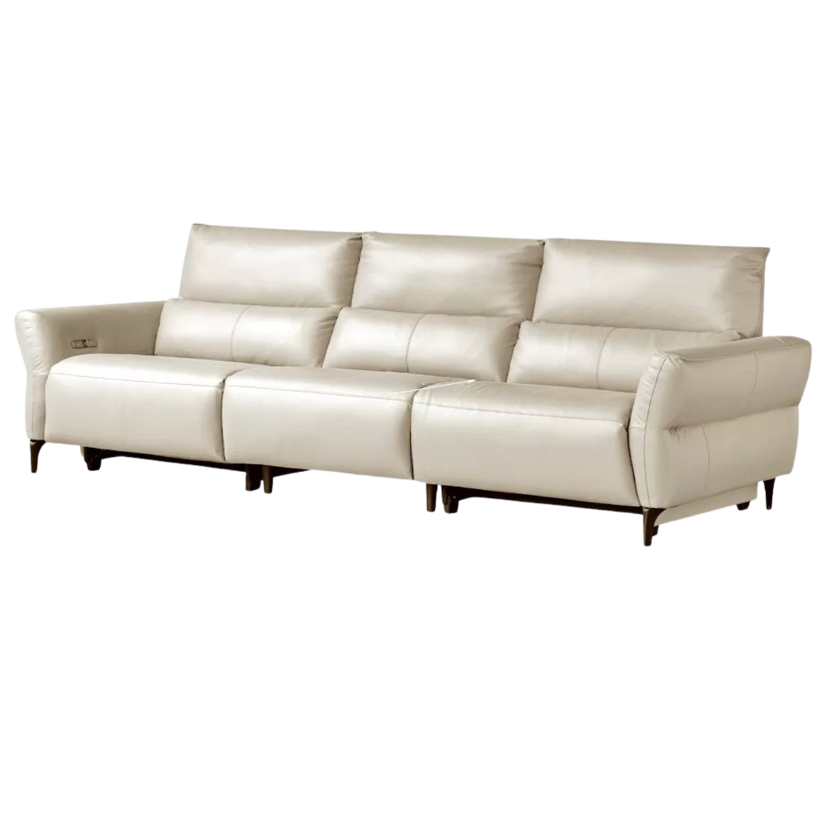 Genuine Leather Power Reclining Sofa with High Back, Single or Dual Power Recliners & USB Charging