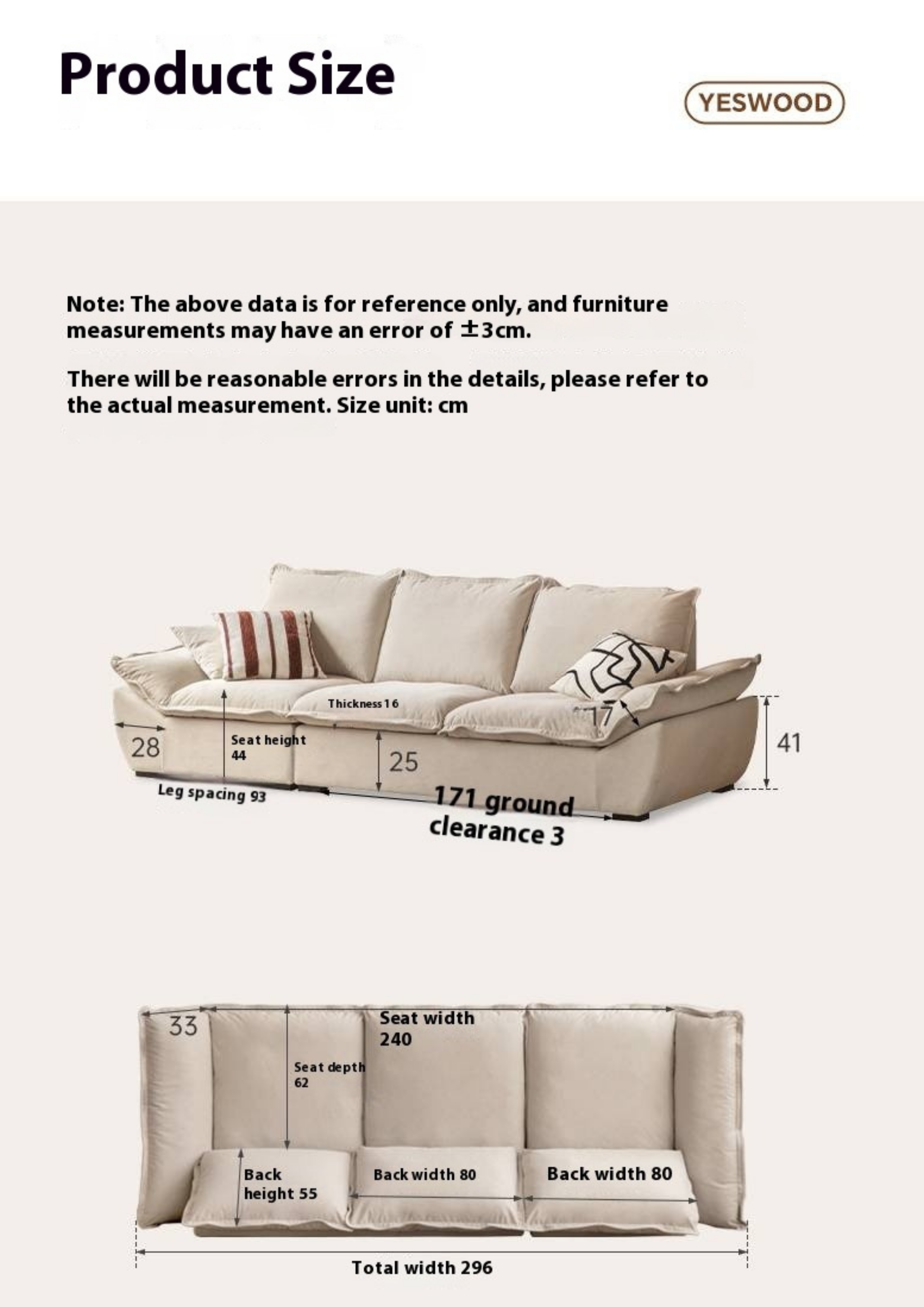 Cream Style Fabric Sofa with Pet-Friendly Scratch-Resistant Fabric, Fully Removable and Washable Design