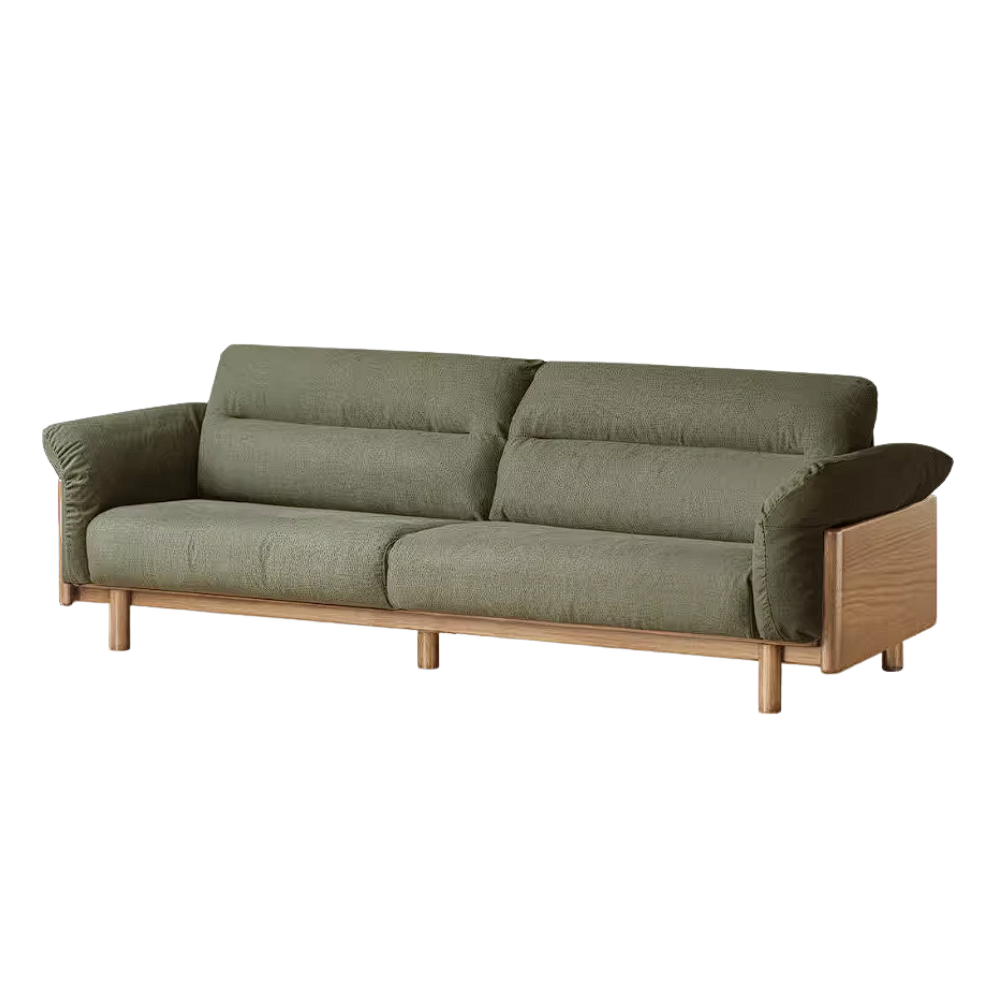 Oak Solid Wood Sofa with Wide Track Arms Genuine leather, fabric, removable and washable