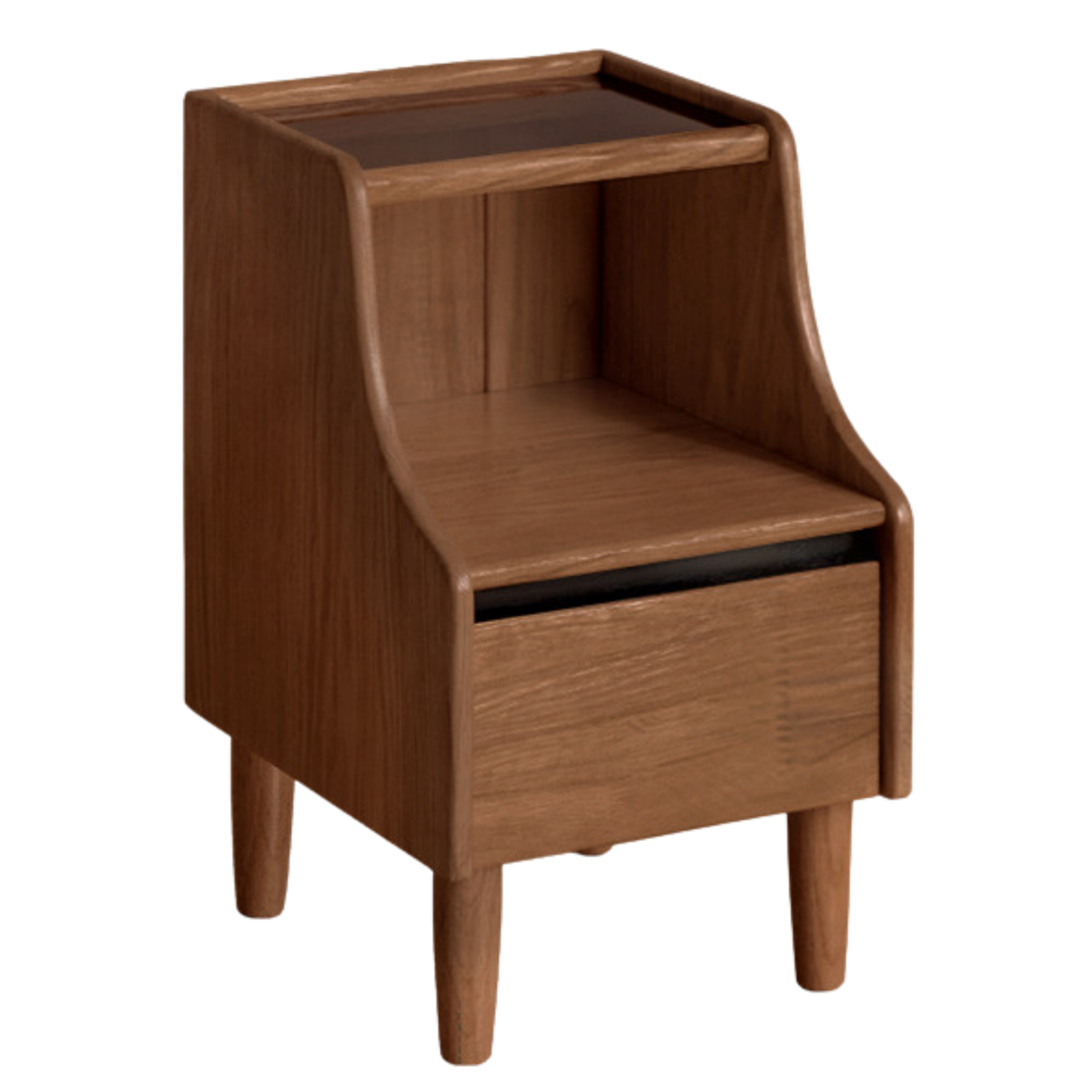Oak Solid Wood, Solid Rubberwood Glass Nightstand