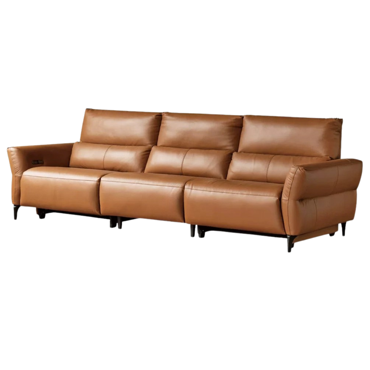 Genuine Leather Power Reclining Sofa with High Back, Single or Dual Power Recliners & USB Charging