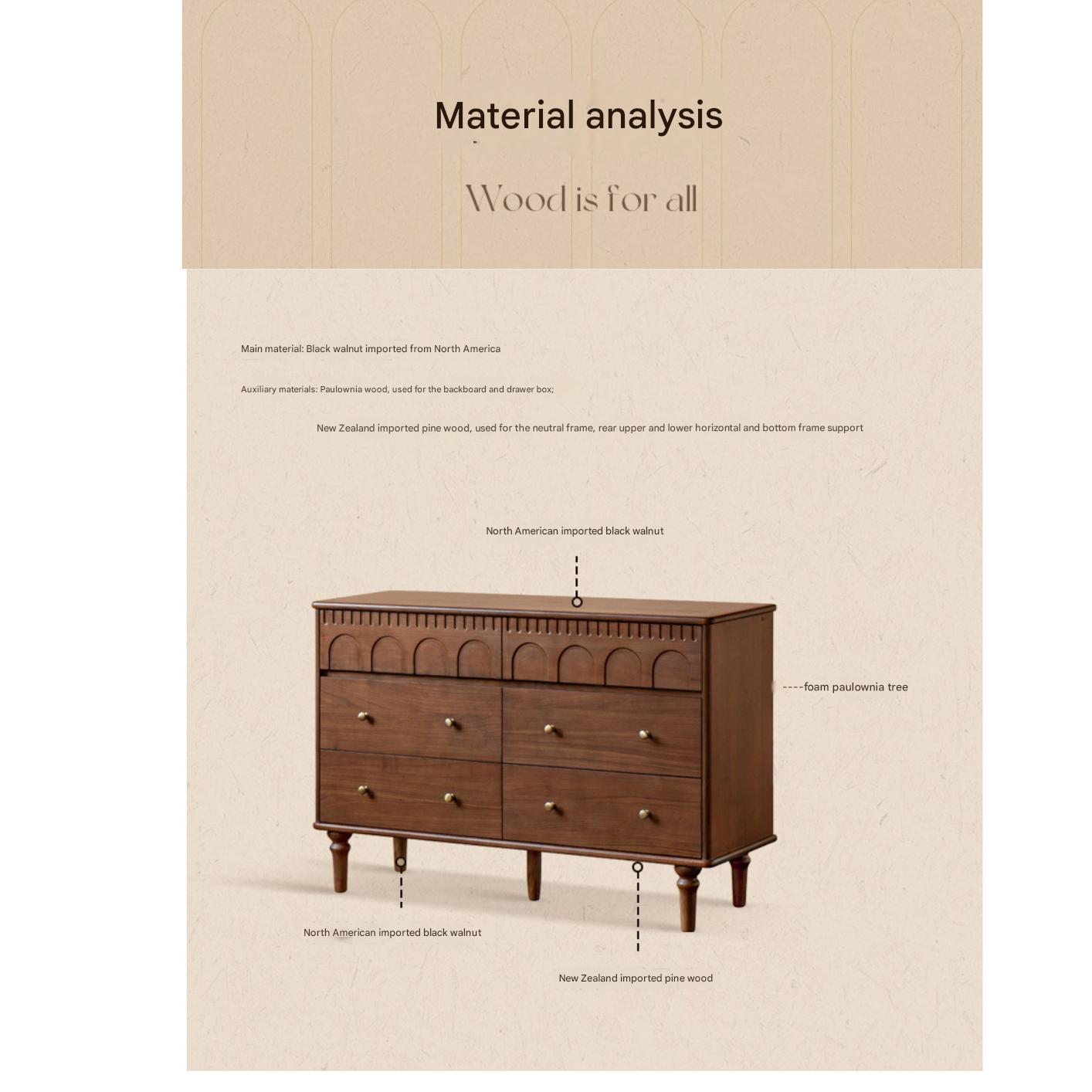 Black Walnut Solid Wood Chest of Drawers