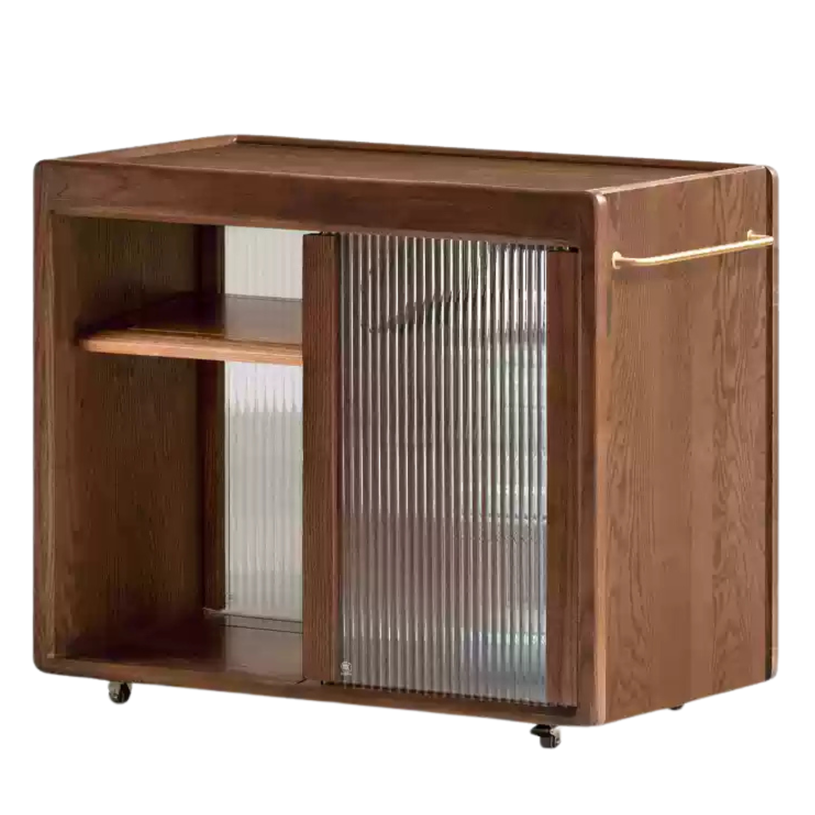 Ash, Oak, Black Walnut Solid Wood Mobile Tea Cabinet