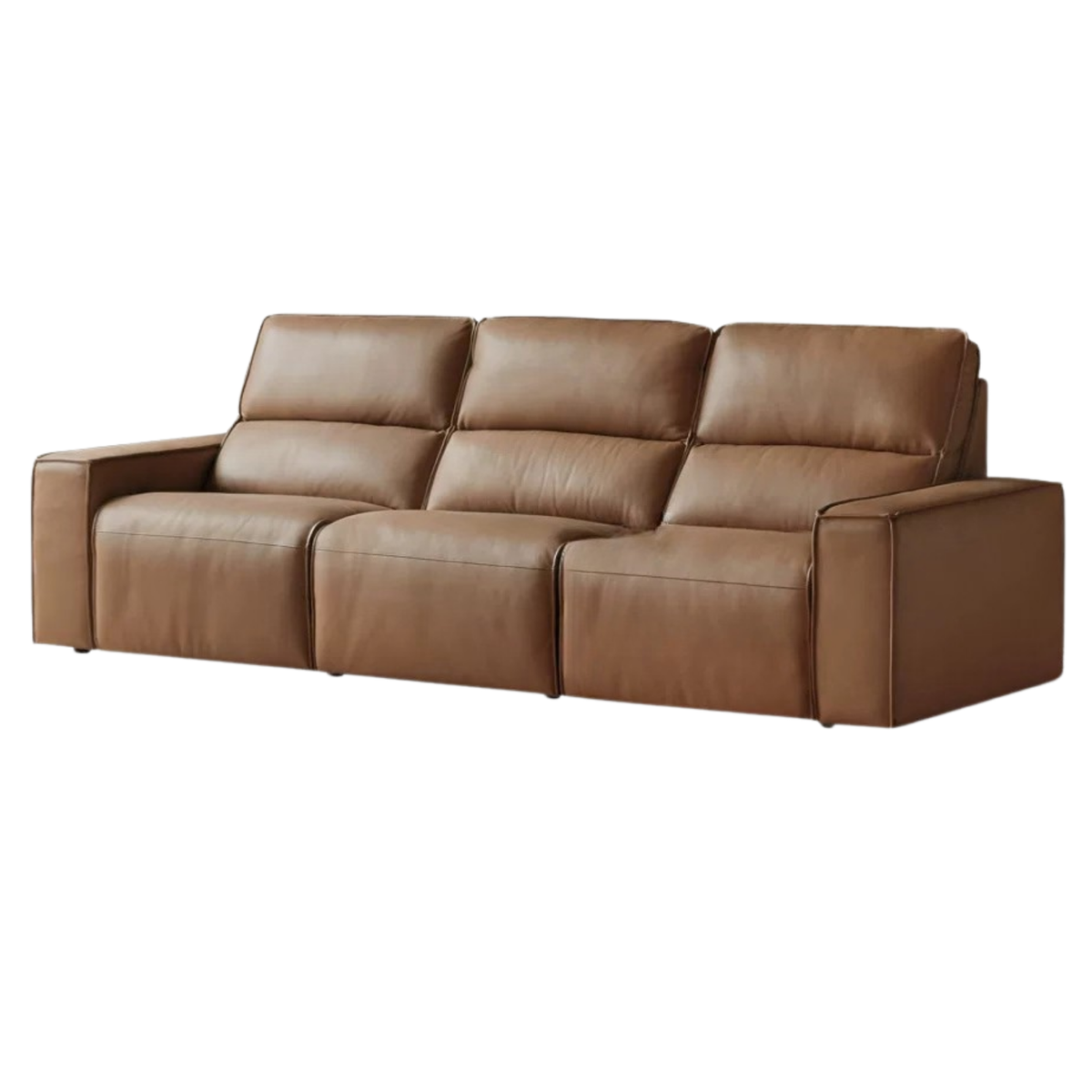 Genuine Leather Power Reclining Sofa with Adjustable Headrests and USB Charging