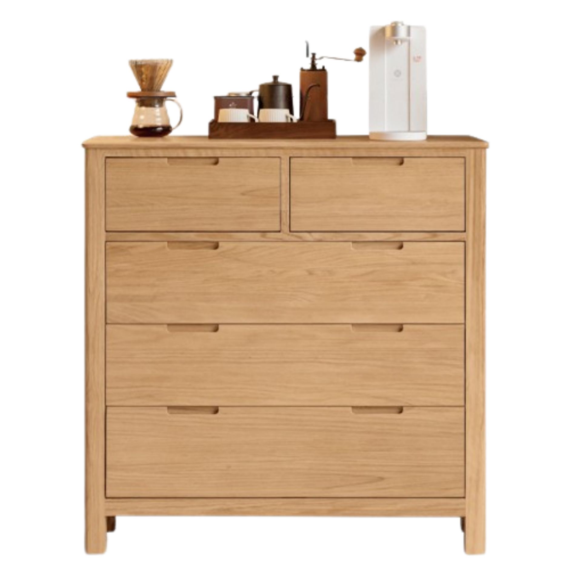 Oak Solid Wood, Solid Rubberwood Nordic Chest of Drawers