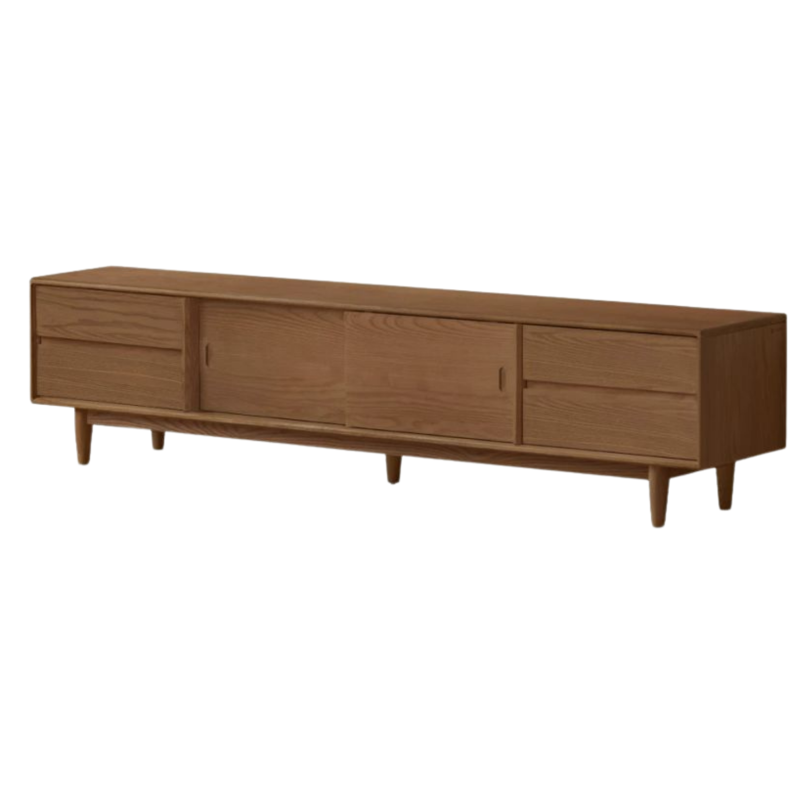 Black Walnut, Ash Solid Wood, Solid Longan Hardwood TV Cabinet with Sliding Door Storage