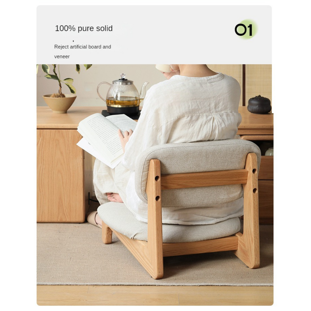 Solid Wood Tatami Tea Chair Modern Simple Living Room Sofa Chair Ash ...