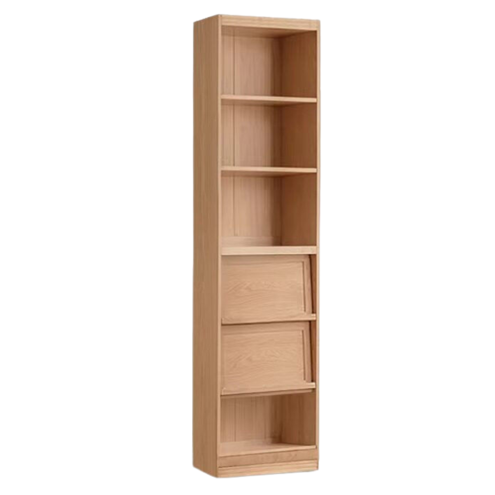 Ash Solid Wood Wall-Mounted Bookcase with Integrated Study Shelf