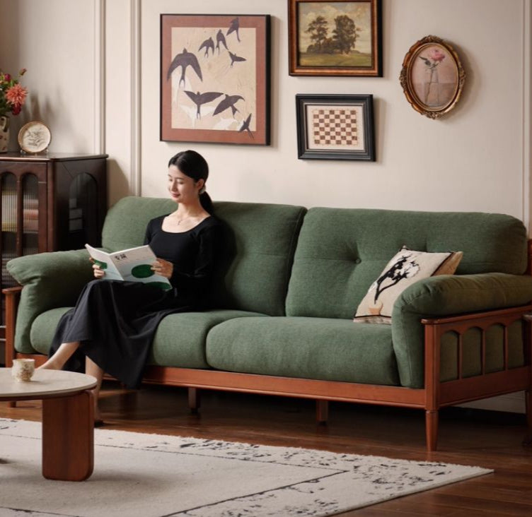 Poplar Solid Wood Sofa  French Retro