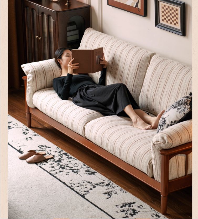 Poplar Solid Wood Sofa  French Retro