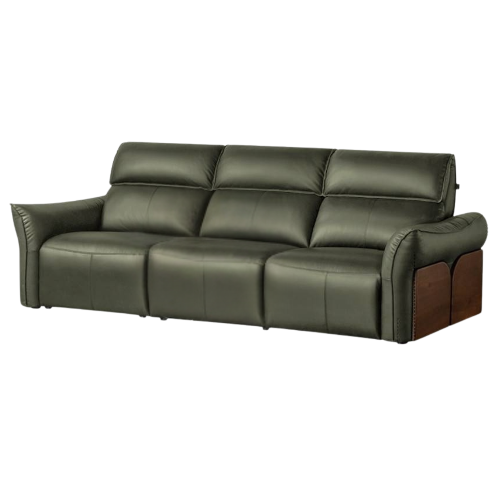 Black walnut solid wood Top Grain Genuine Leather Zero Wall Power Reclining Sofa